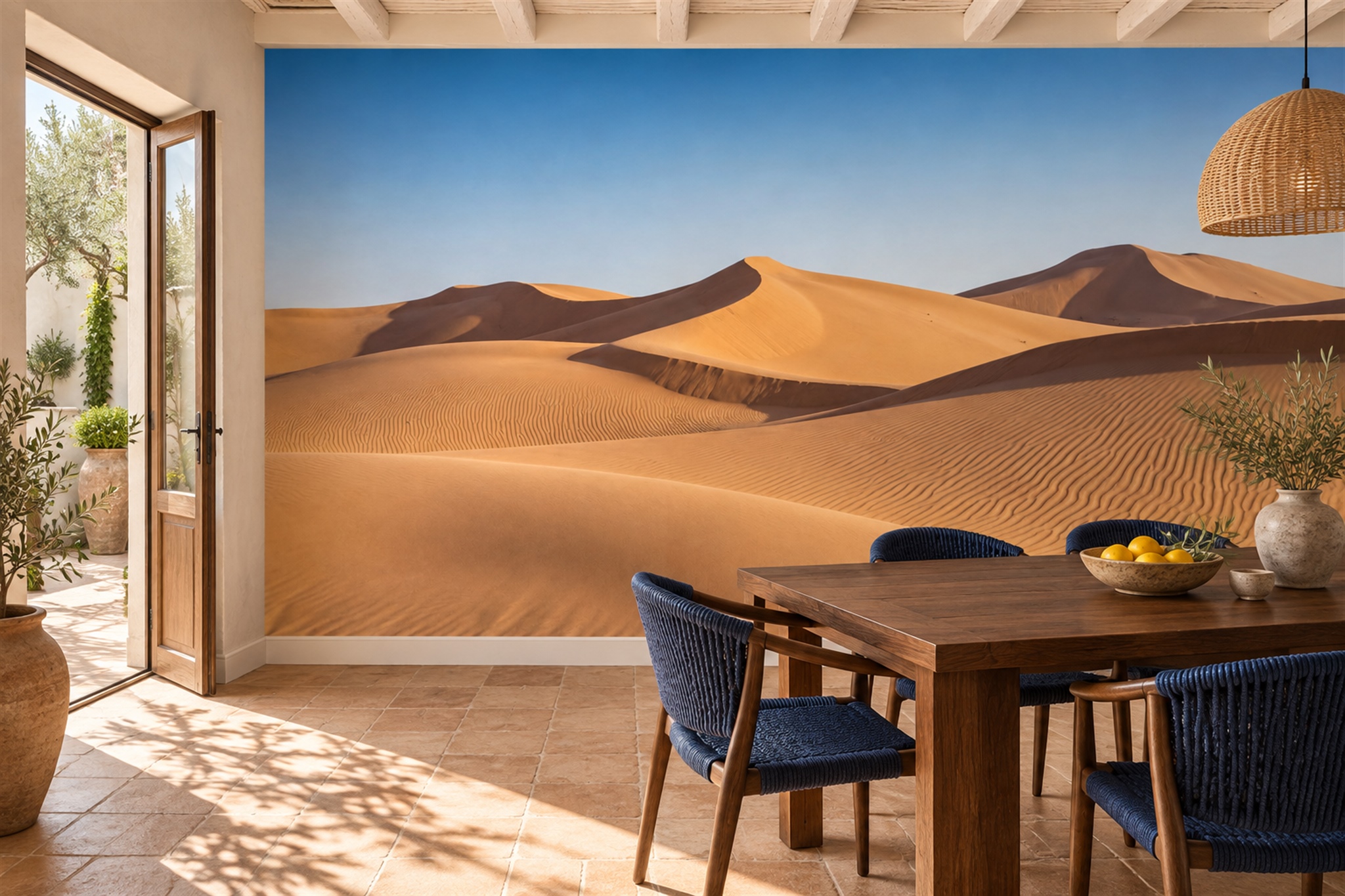Golden Sand Dunes Desert Wallpaper Mural — Wallpaper Mural Design, Peel-and-stick Finish