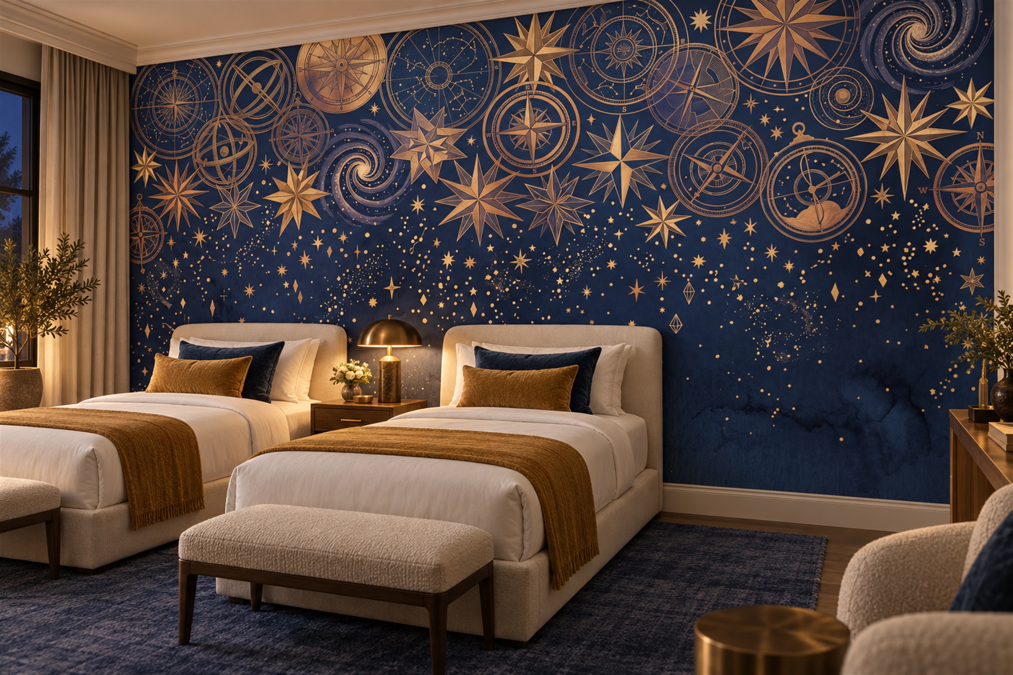Gold Pattern Decorative Wallpaper Mural Layered Atmospheric Wallpaper Entryway-wallpaper-murals, Peel-and-stick Finish