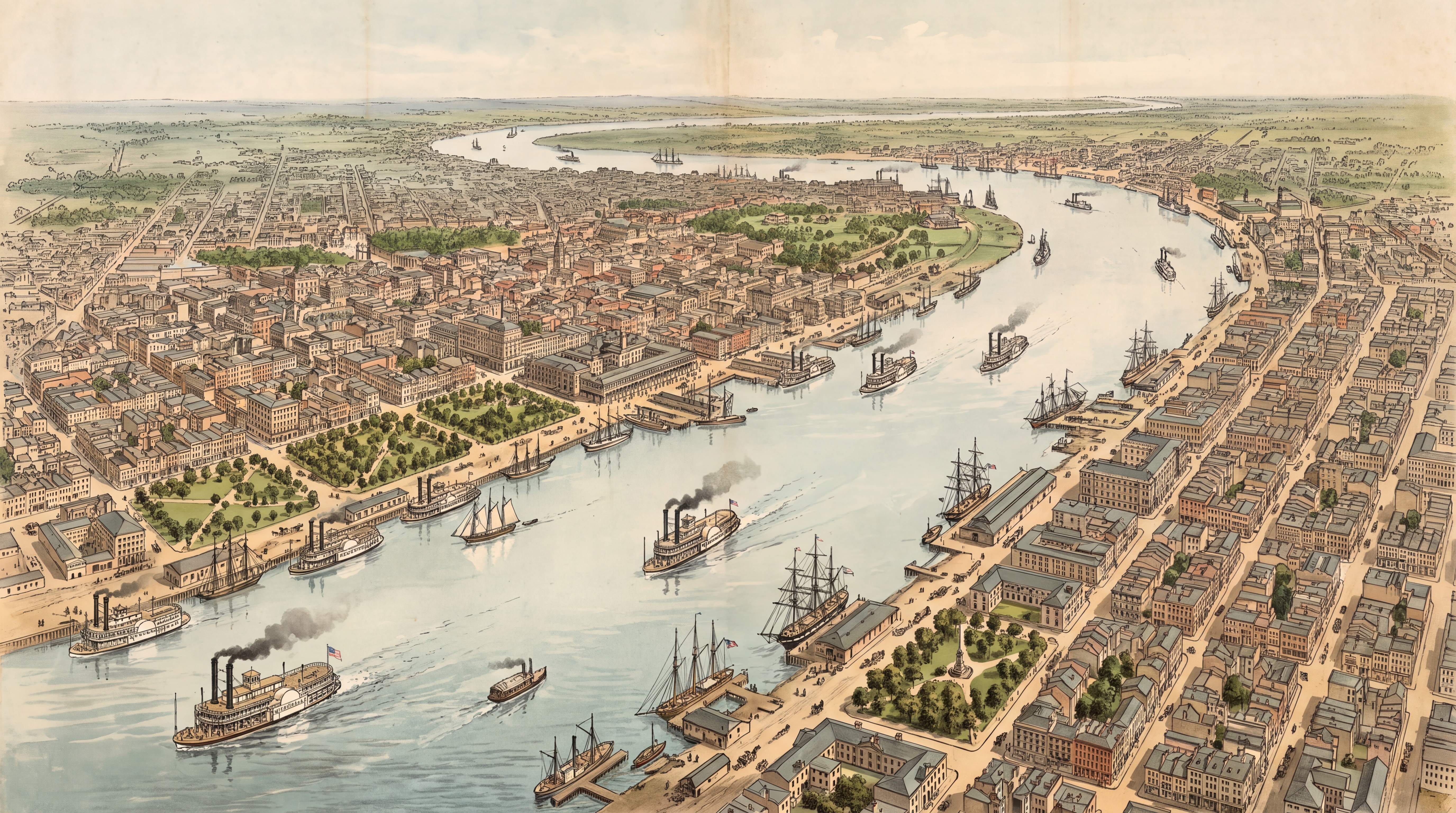 Beige Cityscape Wallpaper Mural, Peel-and-stick Finish