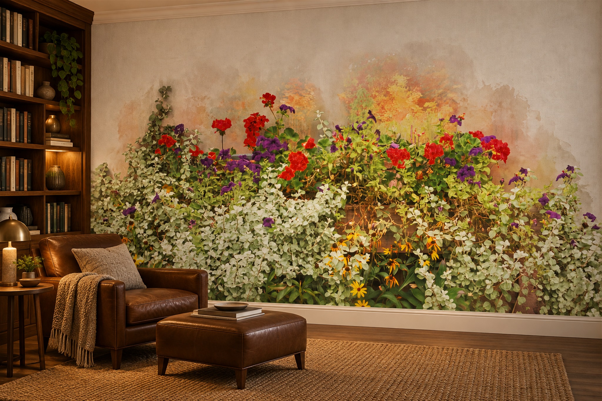 Cream Meadow Scenic Wallpaper Mural Accent-wall-wallpaper-murals, Peel-and-stick Finish