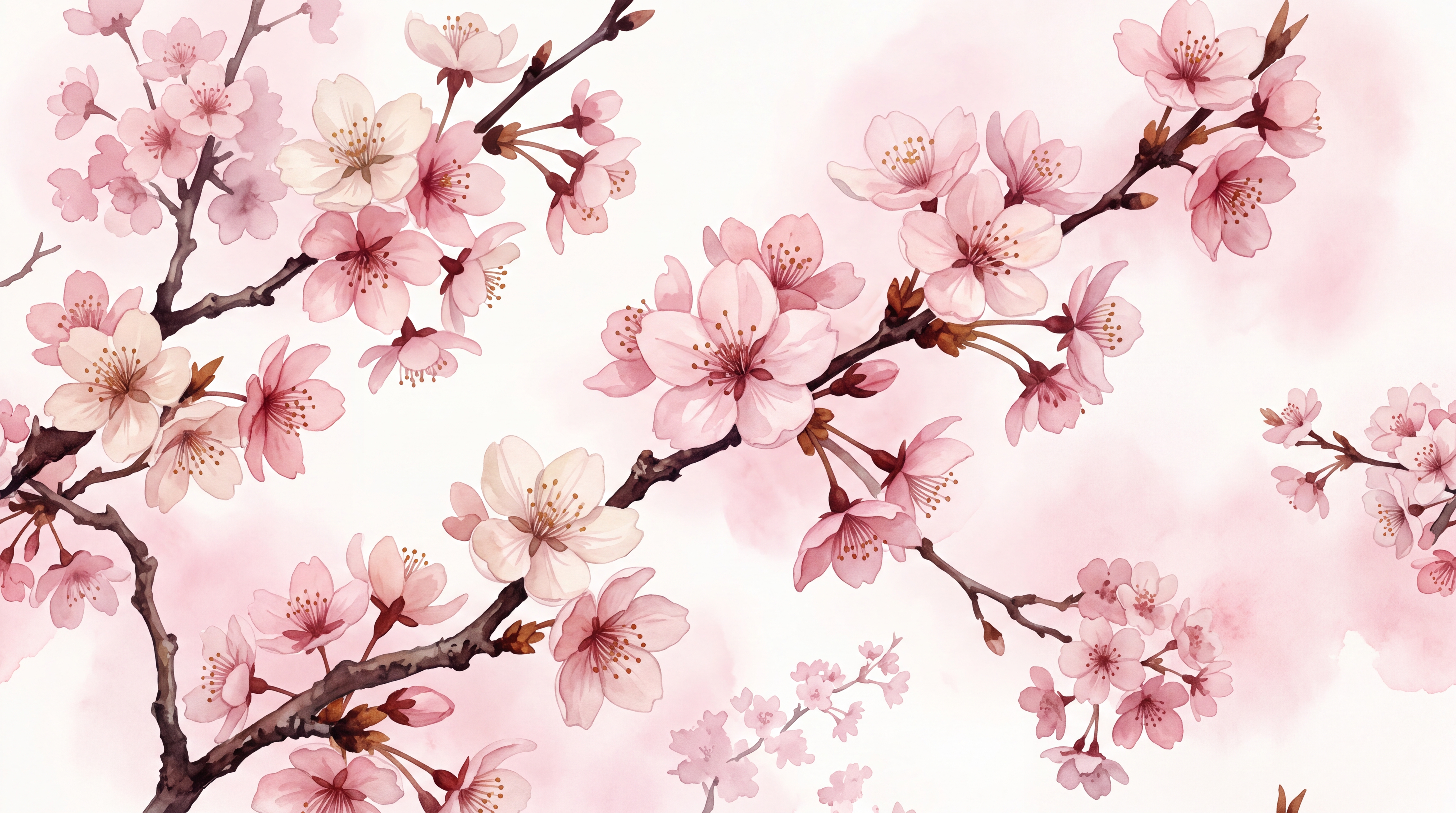 Pink Pattern Decorative Wallpaper Mural Layered Branches Wallpaper Mural, Peel-and-stick Finish
