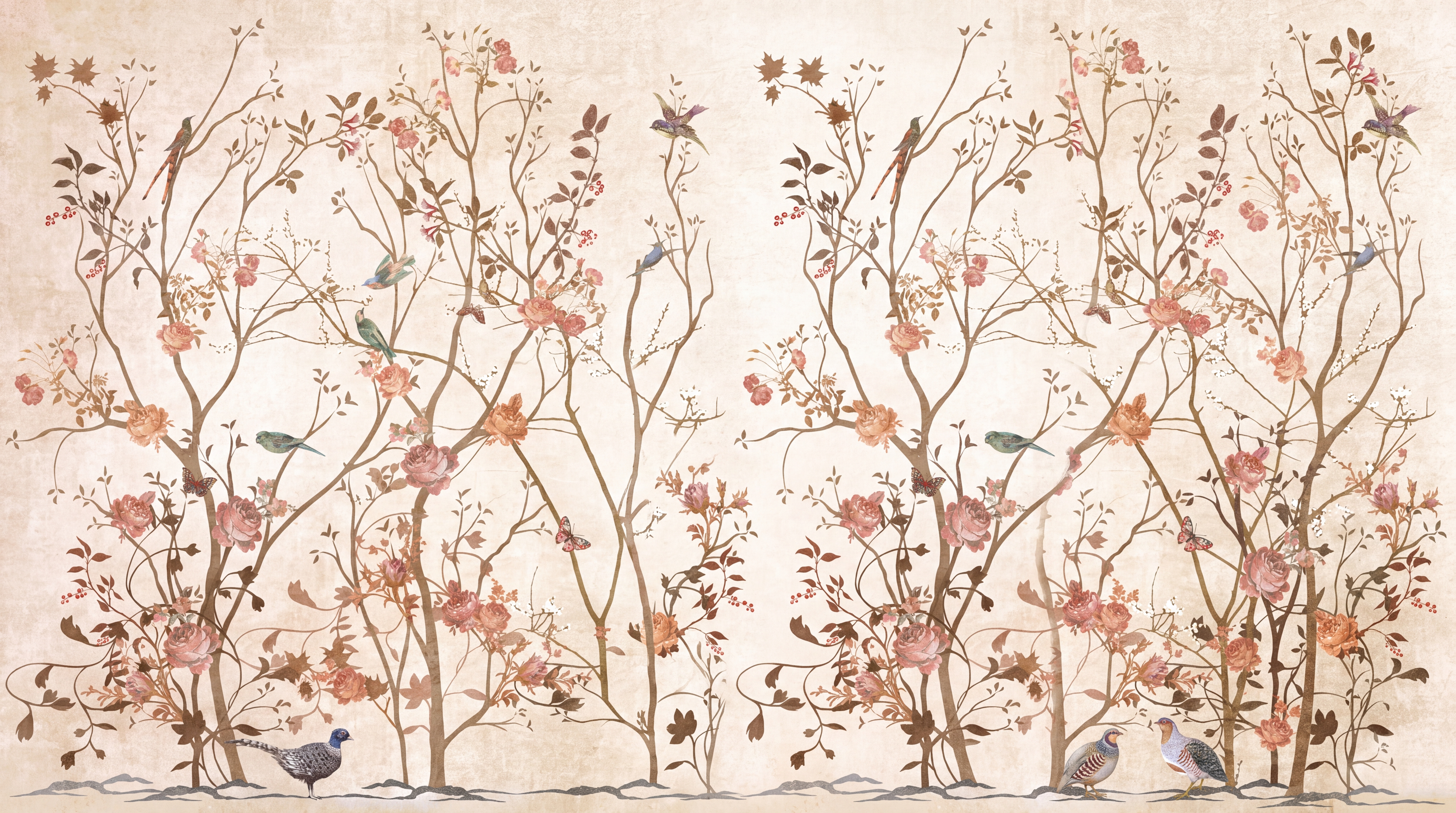 Beige Pattern Decorative Wallpaper Mural Layered Tones Wallpaper Mural, Peel-and-stick Finish