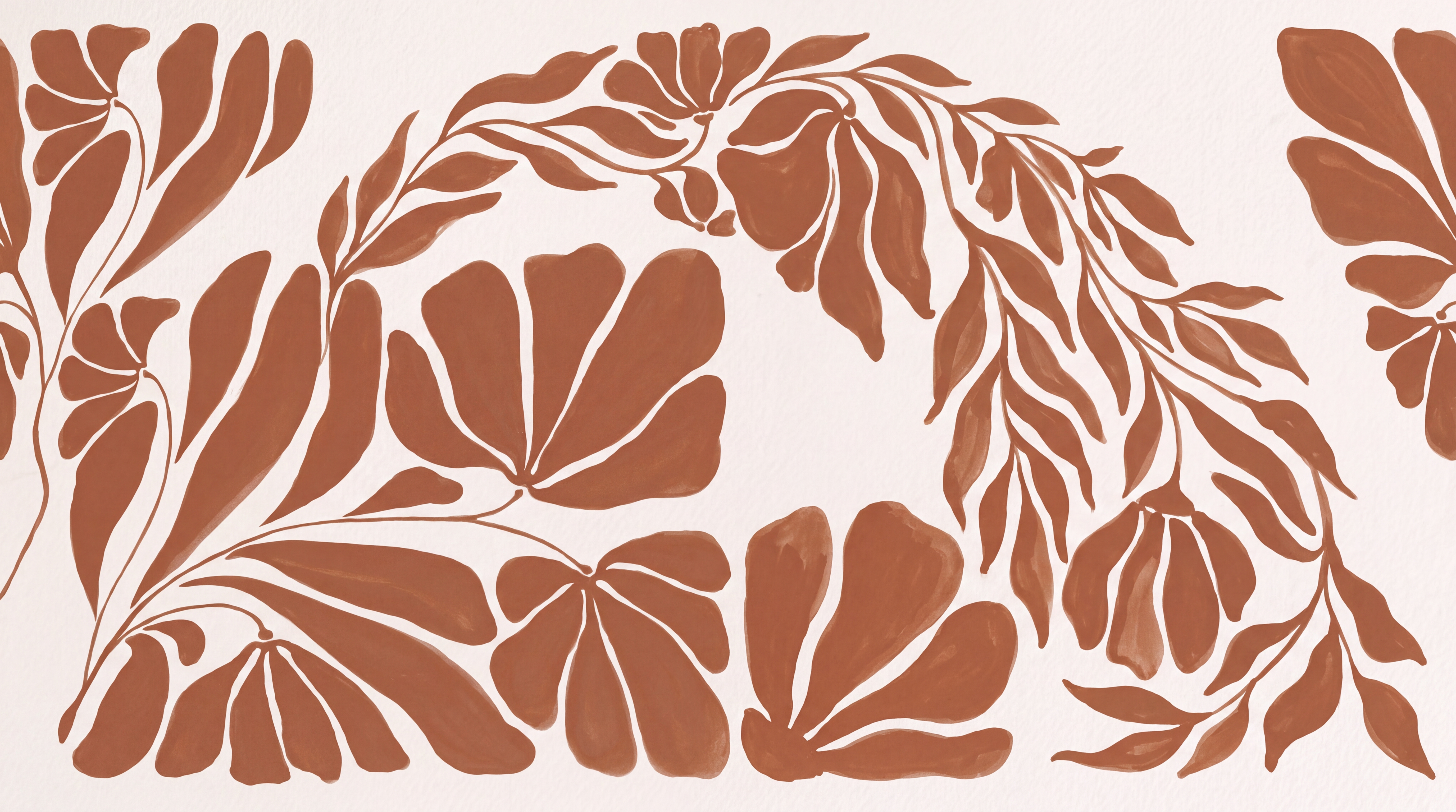 Rust Floral Botanical Decorative Wallpaper Mural, Peel-and-stick Finish