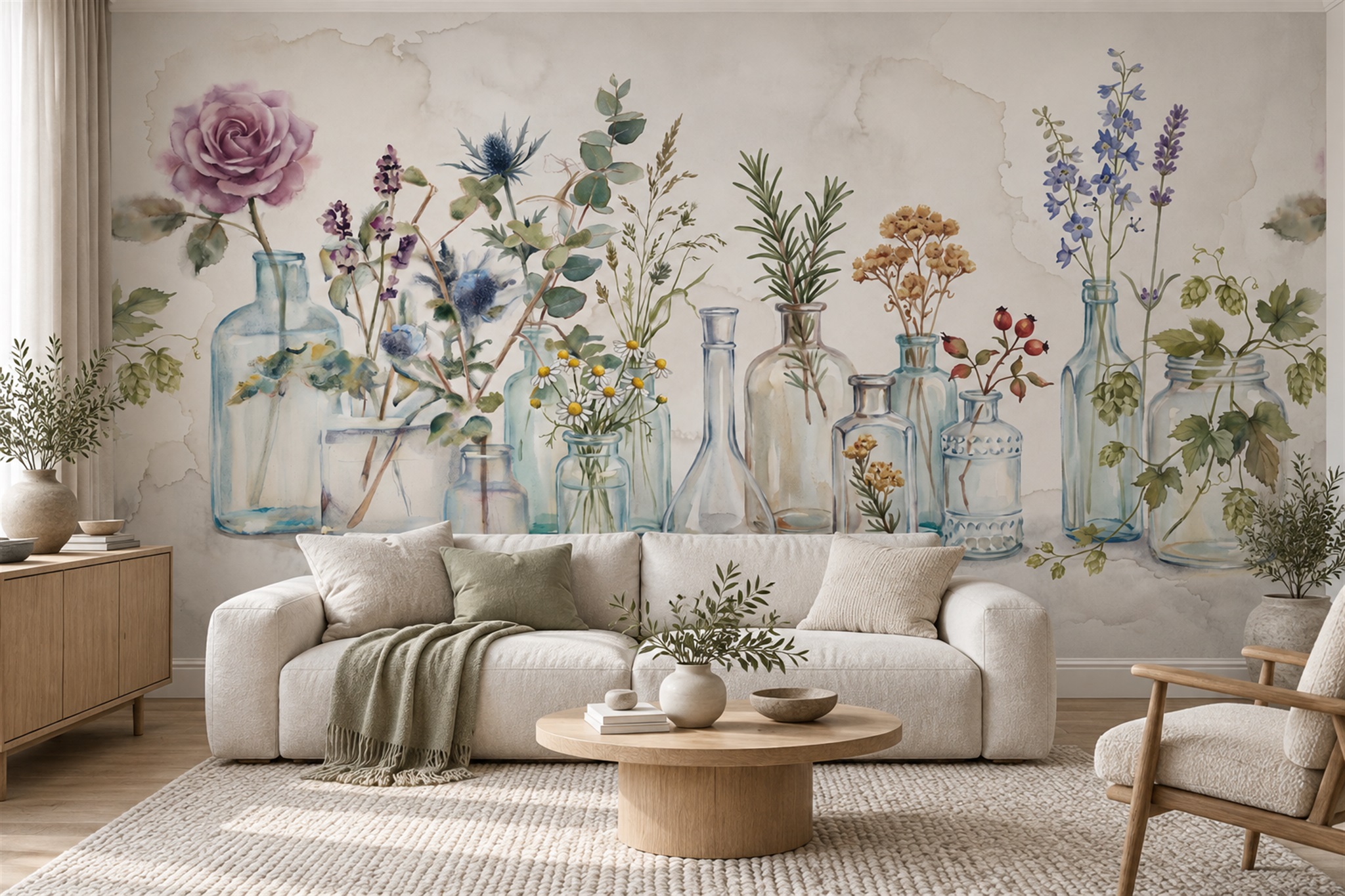 Aqua Pattern Decorative Wallpaper Mural Layered Abstract Wallpaper Mural Bedroom-wallpaper-murals, Peel-and-stick Finish