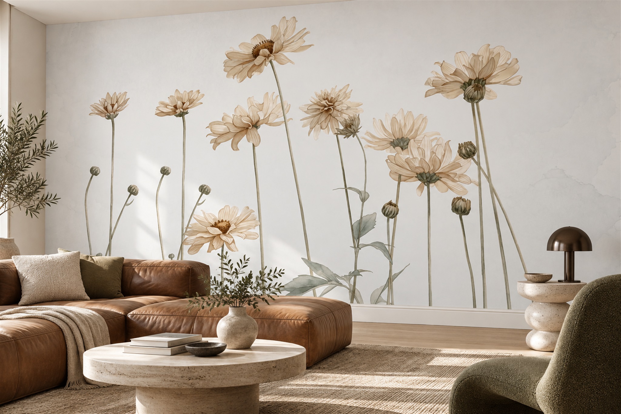 Beige Pattern Decorative Wallpaper Mural Layered Surface Wallpaper Mural Home-office-wallpaper-murals, Peel-and-stick Finish