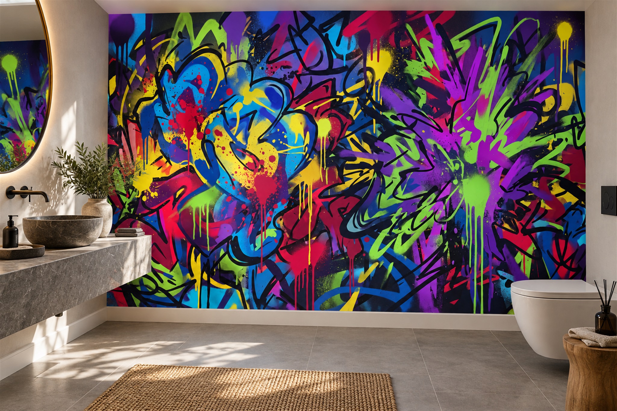 Purple Pattern Decorative Illustrated Wallpaper Mural Accent-wall-wallpaper-murals, Peel-and-stick Finish