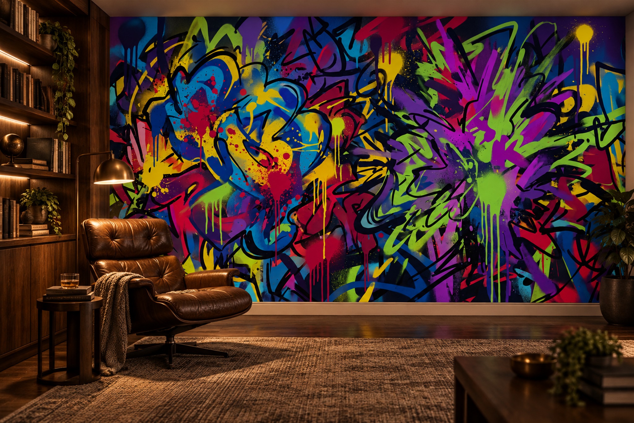 Purple Pattern Decorative Illustrated Wallpaper Mural Bedroom-wallpaper-murals, Peel-and-stick Finish