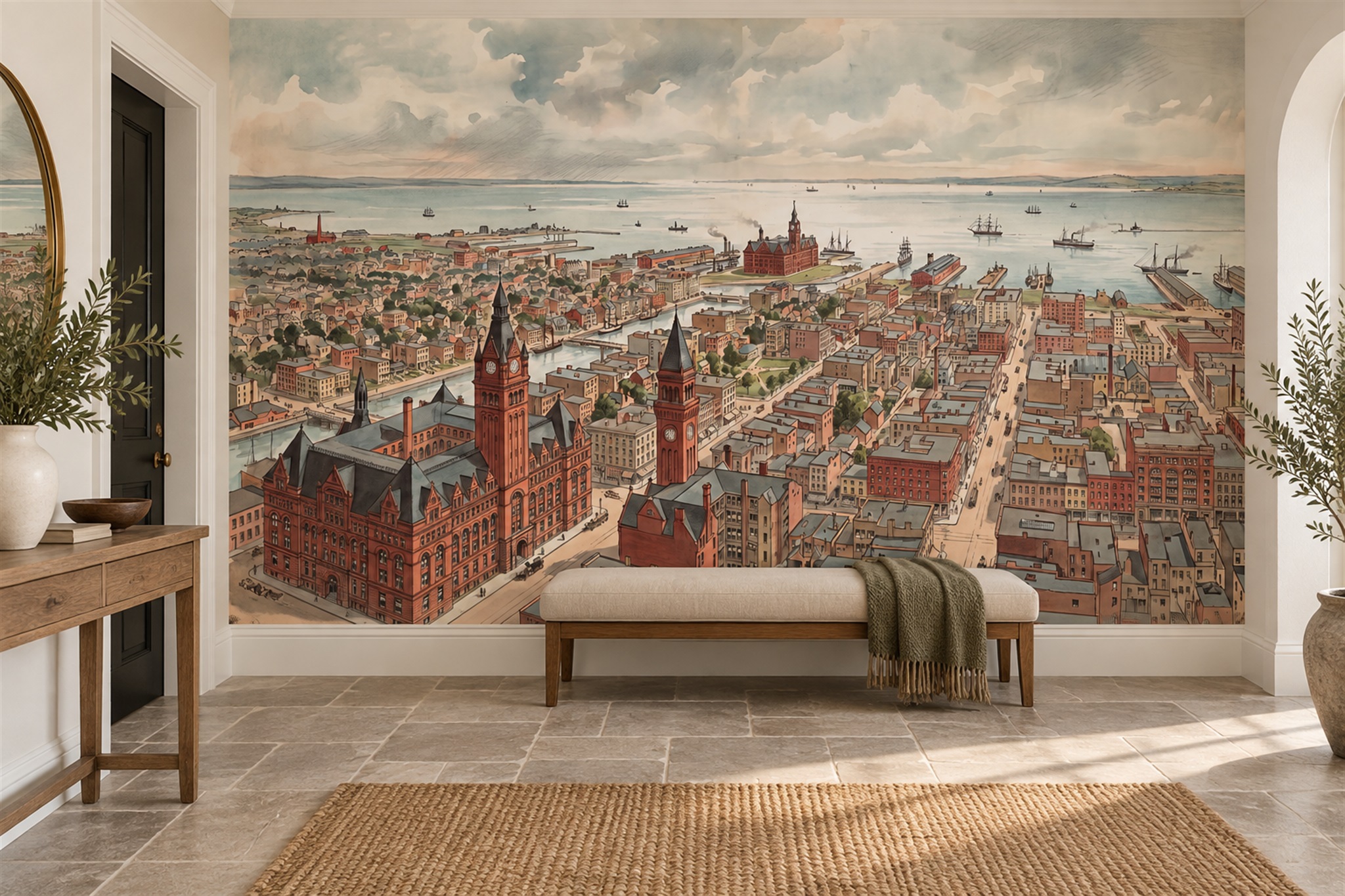 Rust Scenic Landscape Wallpaper Mural, Peel-and-stick Finish