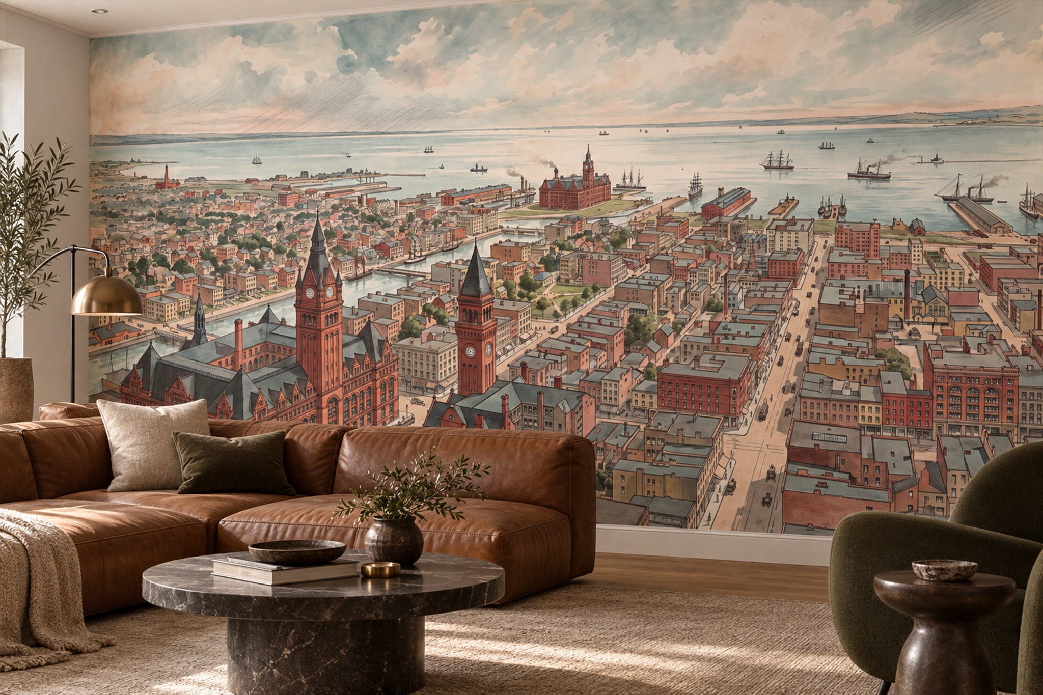 Rust Scenic Landscape Wallpaper Mural, Peel-and-stick Finish