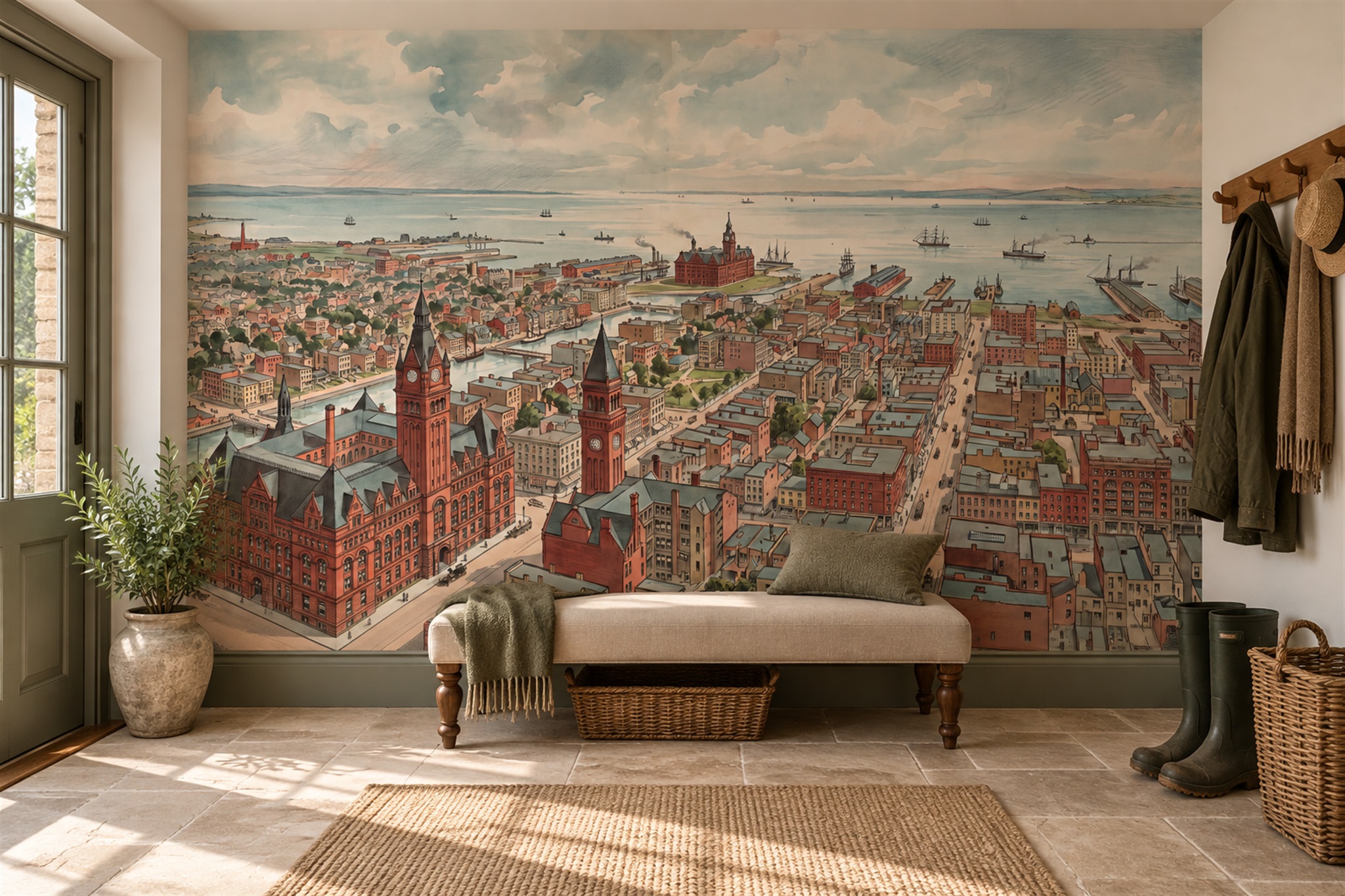 Rust Scenic Landscape Wallpaper Mural, Peel-and-stick Finish