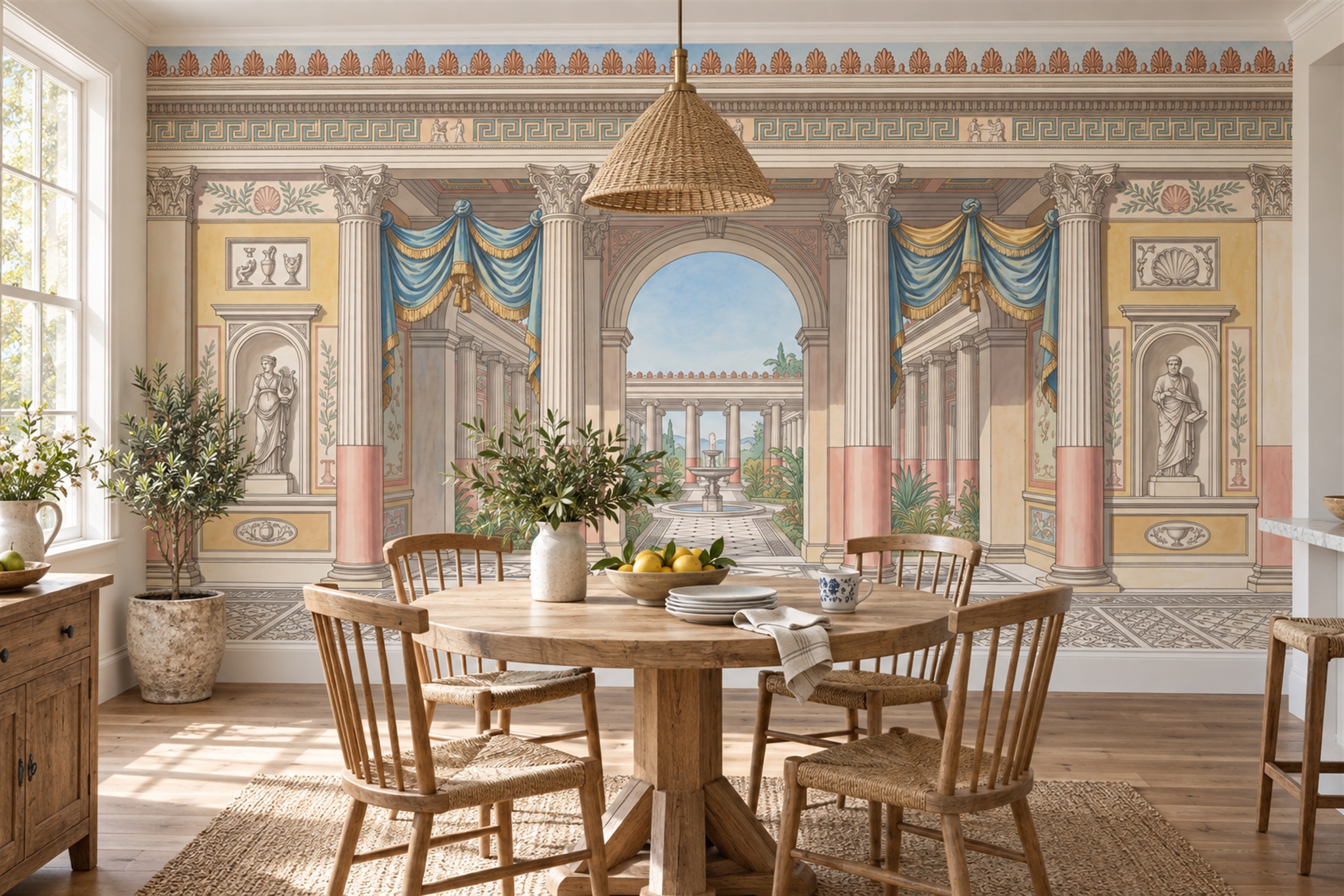 Peach Arched Abstract Decorative Wallpaper Mural Accent-wall-wallpaper-murals, Peel-and-stick Finish