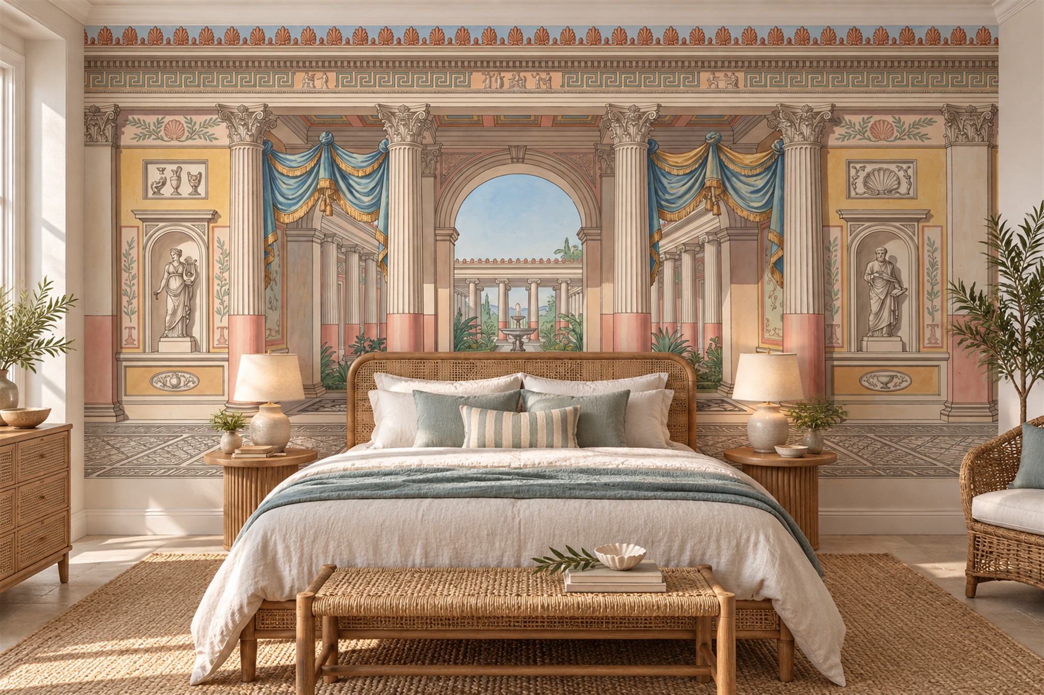 Peach Arched Abstract Decorative Wallpaper Mural Bedroom-wallpaper-murals, Peel-and-stick Finish