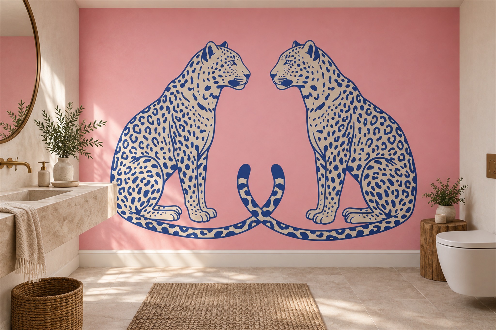 Pink Pattern Decorative Wallpaper Mural Layered Expressive Wallpaper Living-room-wallpaper-murals, Shown In A Living Room, Peel-and-stick Finish