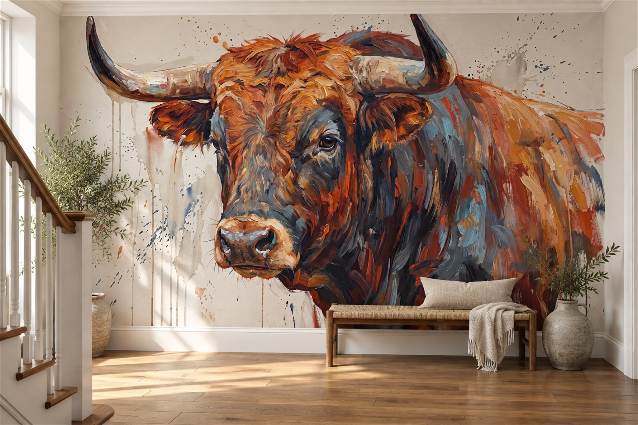 Rust Pattern Decorative Textured Wallpaper Mural Living-room-wallpaper-murals, Shown In A Living Room, Peel-and-stick Finish