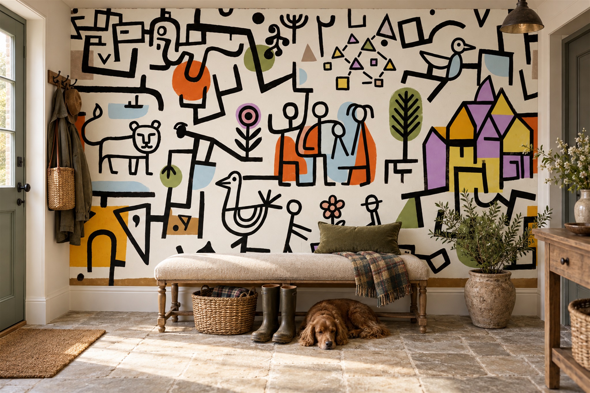 Black Pattern Decorative Painterly Wallpaper Mural Home-office-wallpaper-murals, Shown In A Home Office, Peel-and-stick Finish