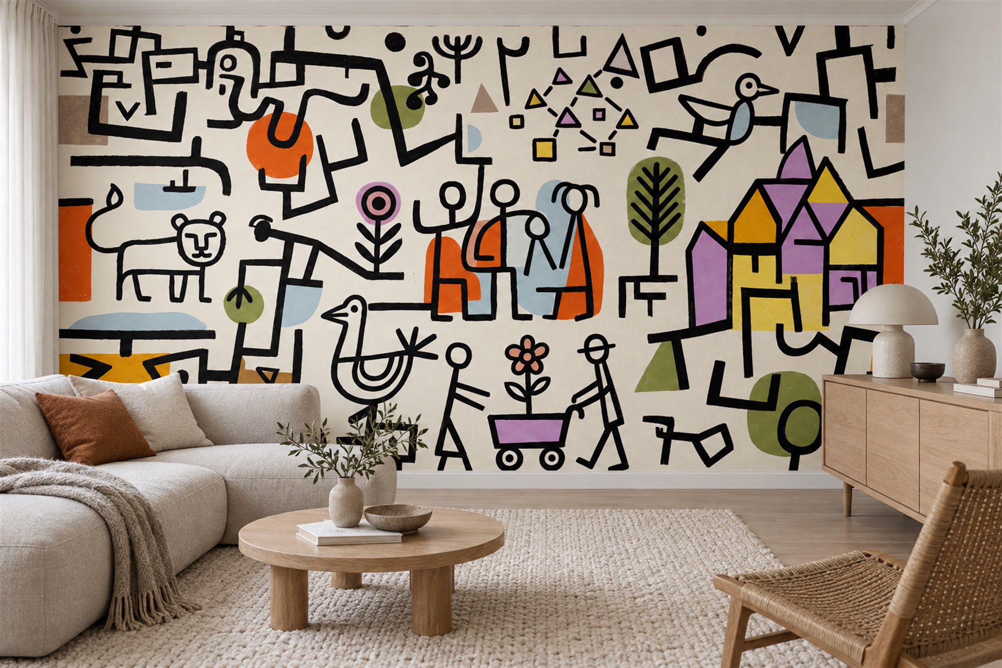 Black Pattern Decorative Painterly Wallpaper Mural Accent-wall-wallpaper-murals, Peel-and-stick Finish