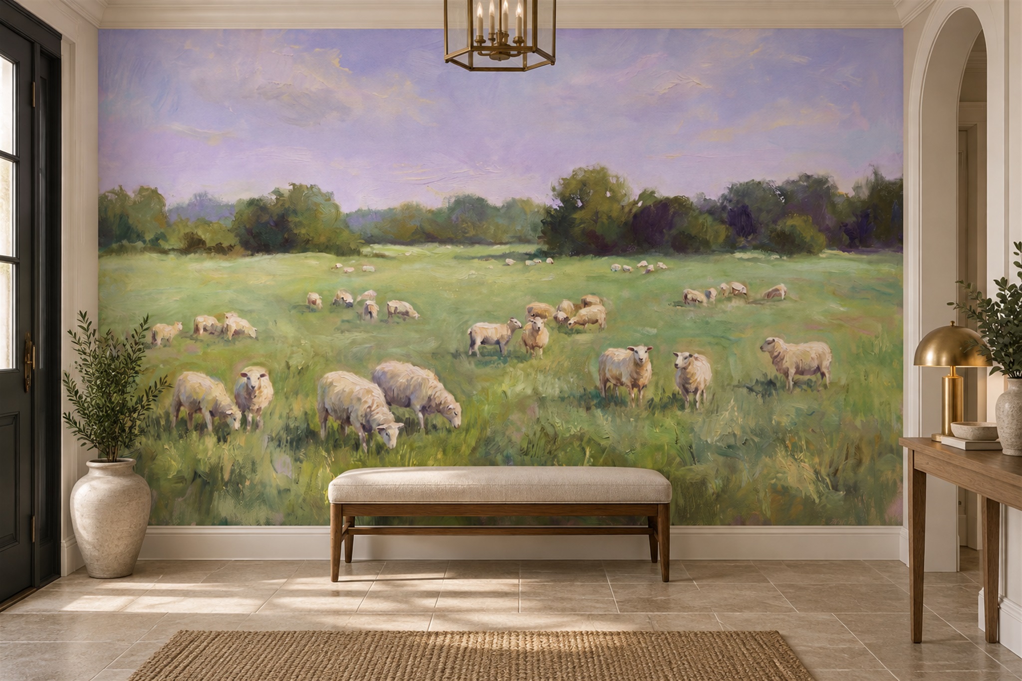 Should You Measure the Full Wall or Only the Visible Area? — installed wallpaper mural in a bedroom, peel-and-stick finish