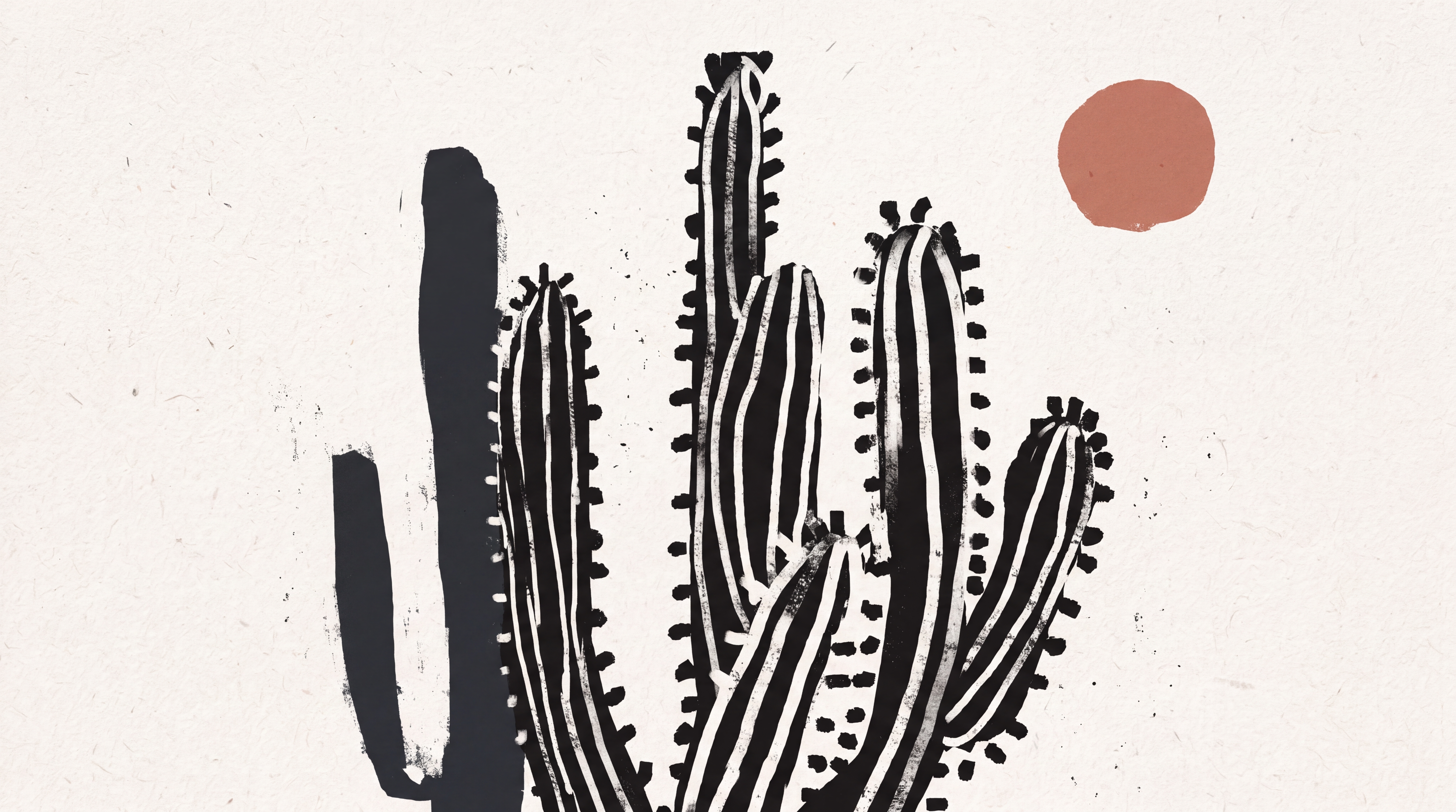 Black Cactus Artful Wallpaper Mural Dining-room-wallpaper-murals, Peel-and-stick Finish