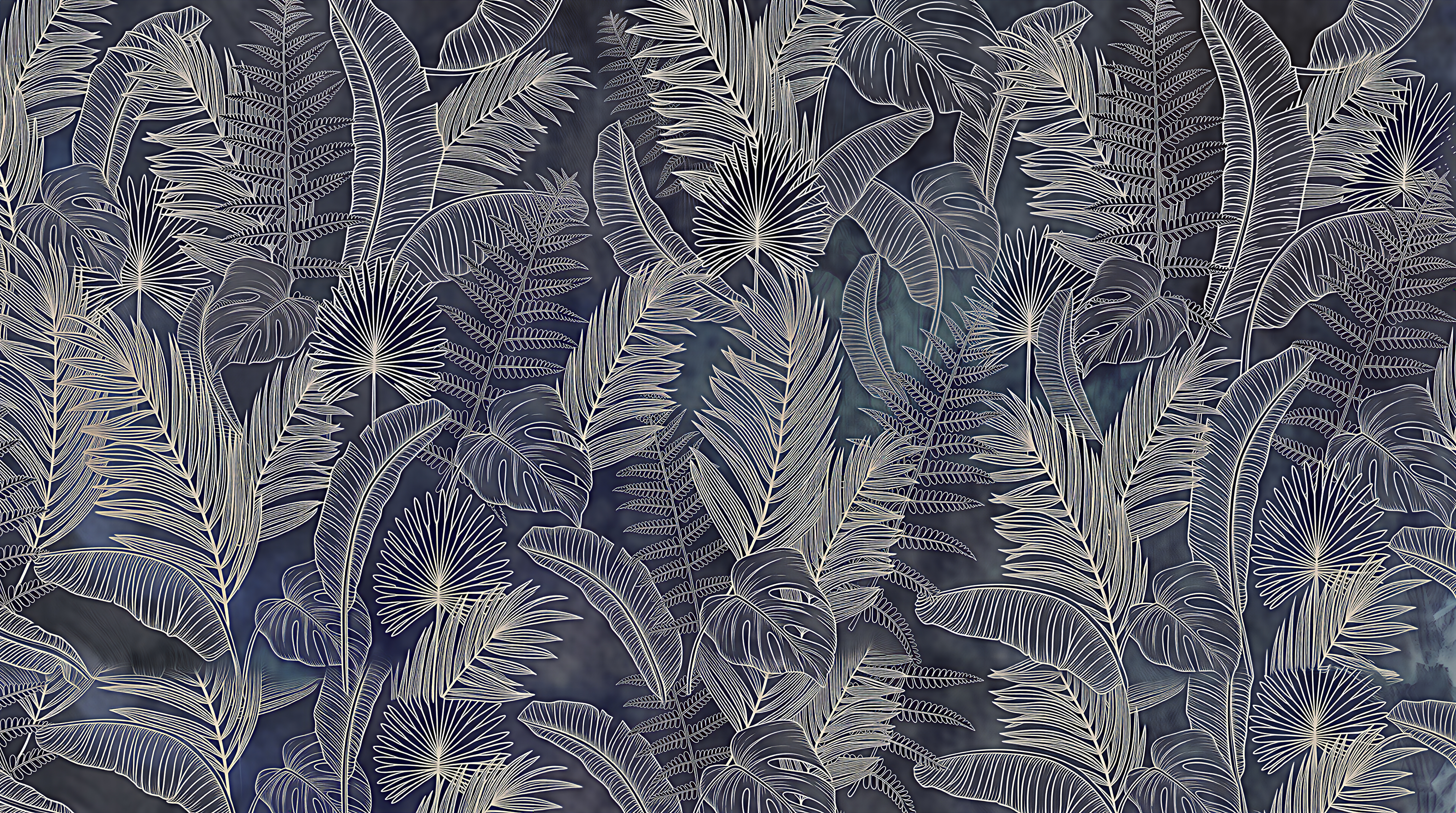 Navy Leaf Botanical Wallpaper Mural, Peel-and-stick Finish