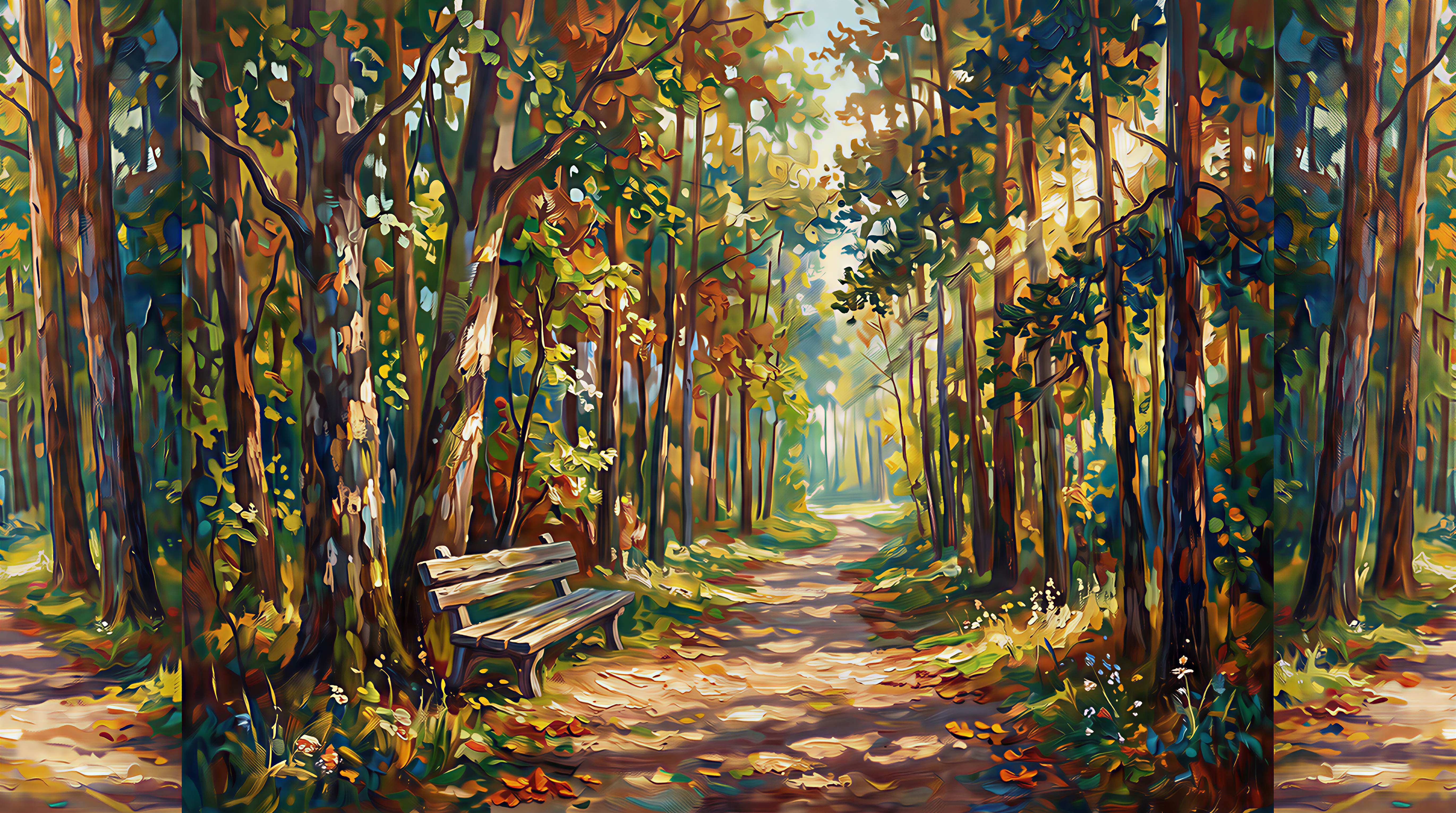 Gold Forest Scenic Textured Wallpaper Mural, Peel-and-stick Finish