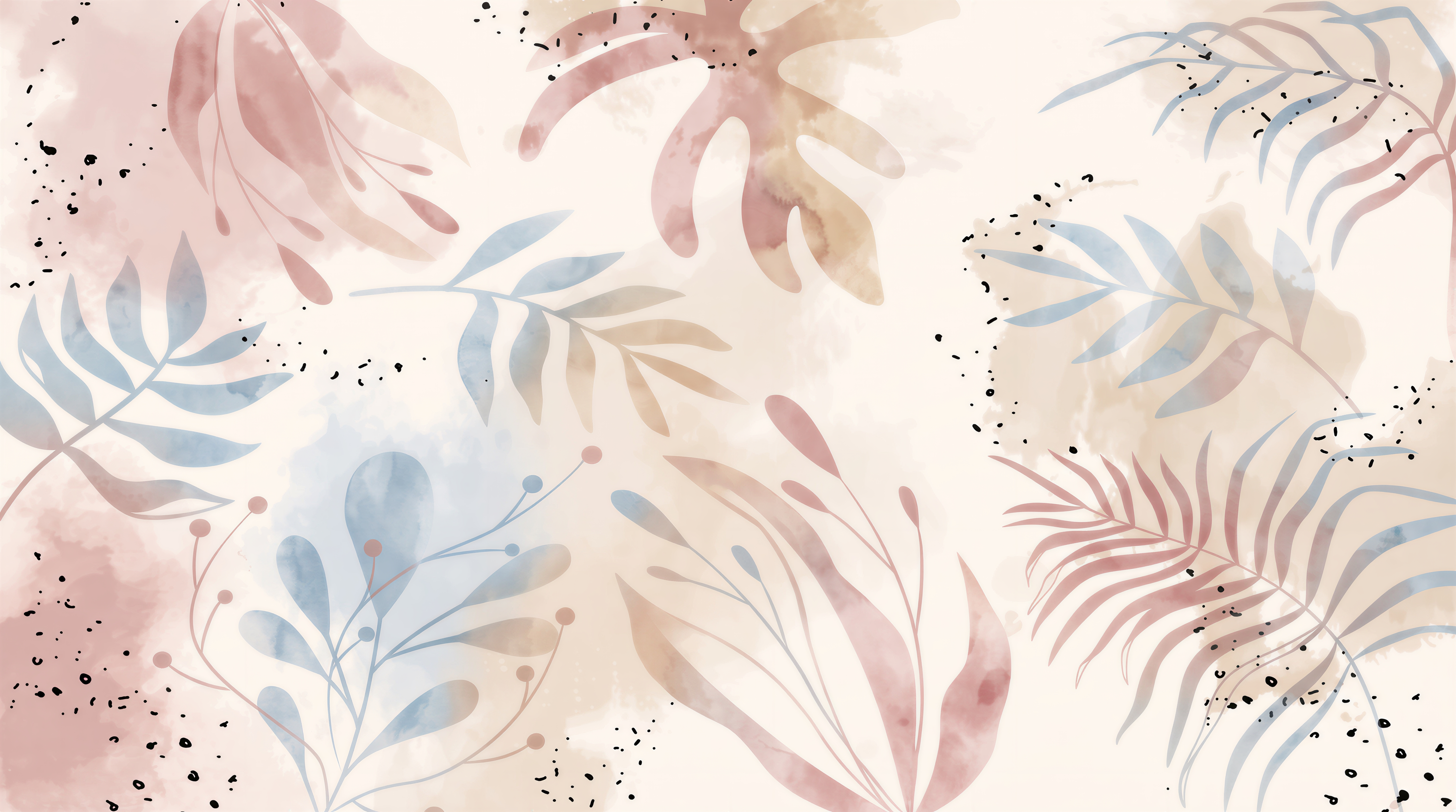 Pastel Leaf Botanical Decorative Wallpaper Mural, Peel-and-stick Finish