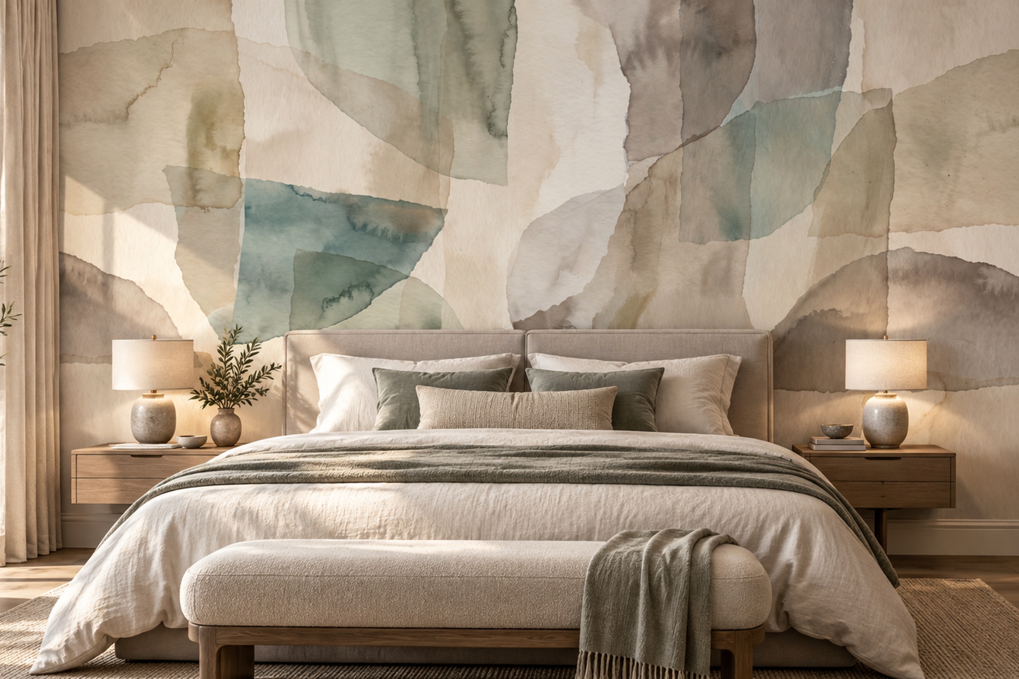 Beige Shaped Abstract Decorative Wallpaper Mural Bedroom-wallpaper-murals, Peel-and-stick Finish