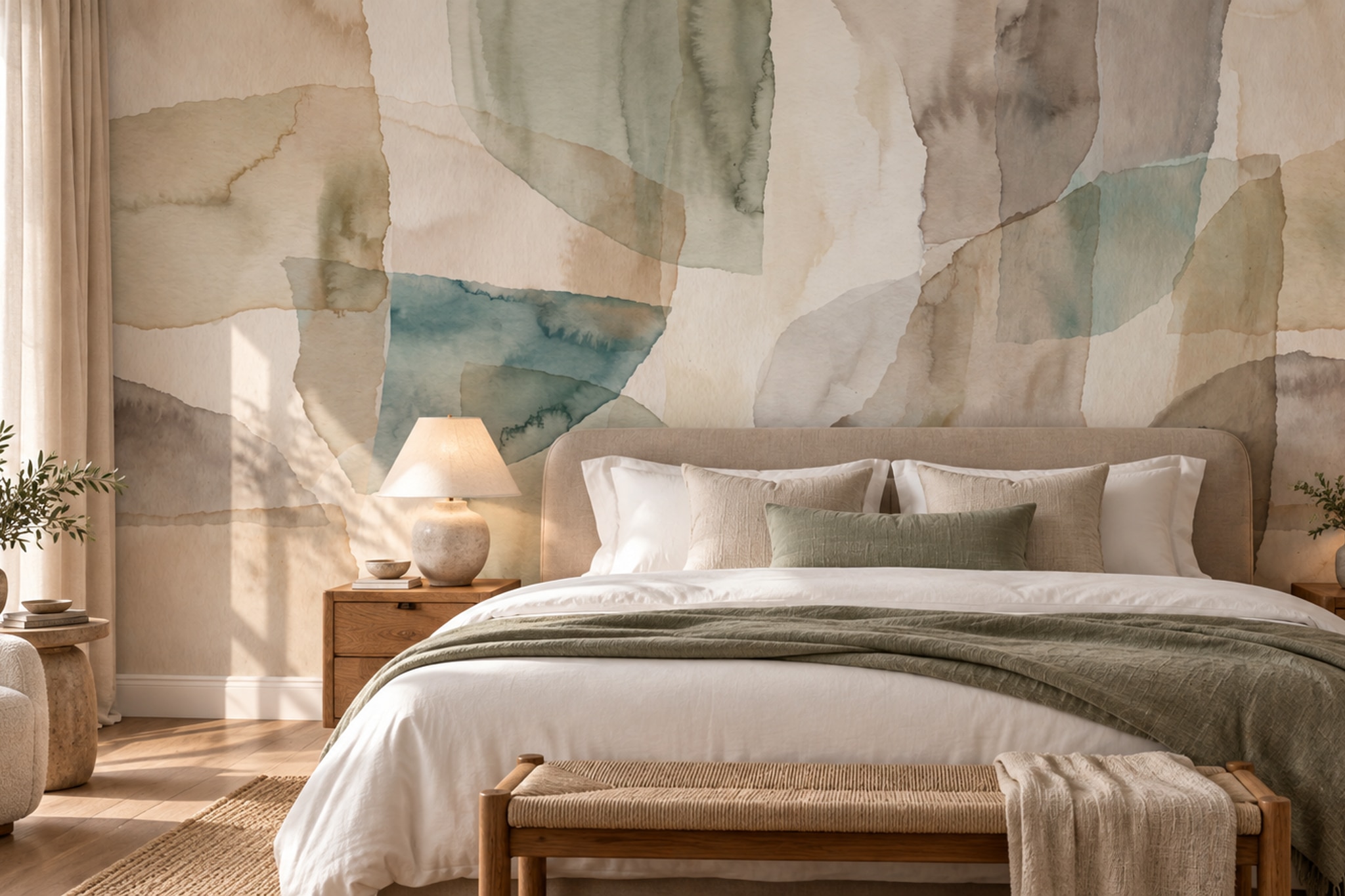 Beige Shaped Abstract Decorative Wallpaper Mural Bedroom-wallpaper-murals, Peel-and-stick Finish