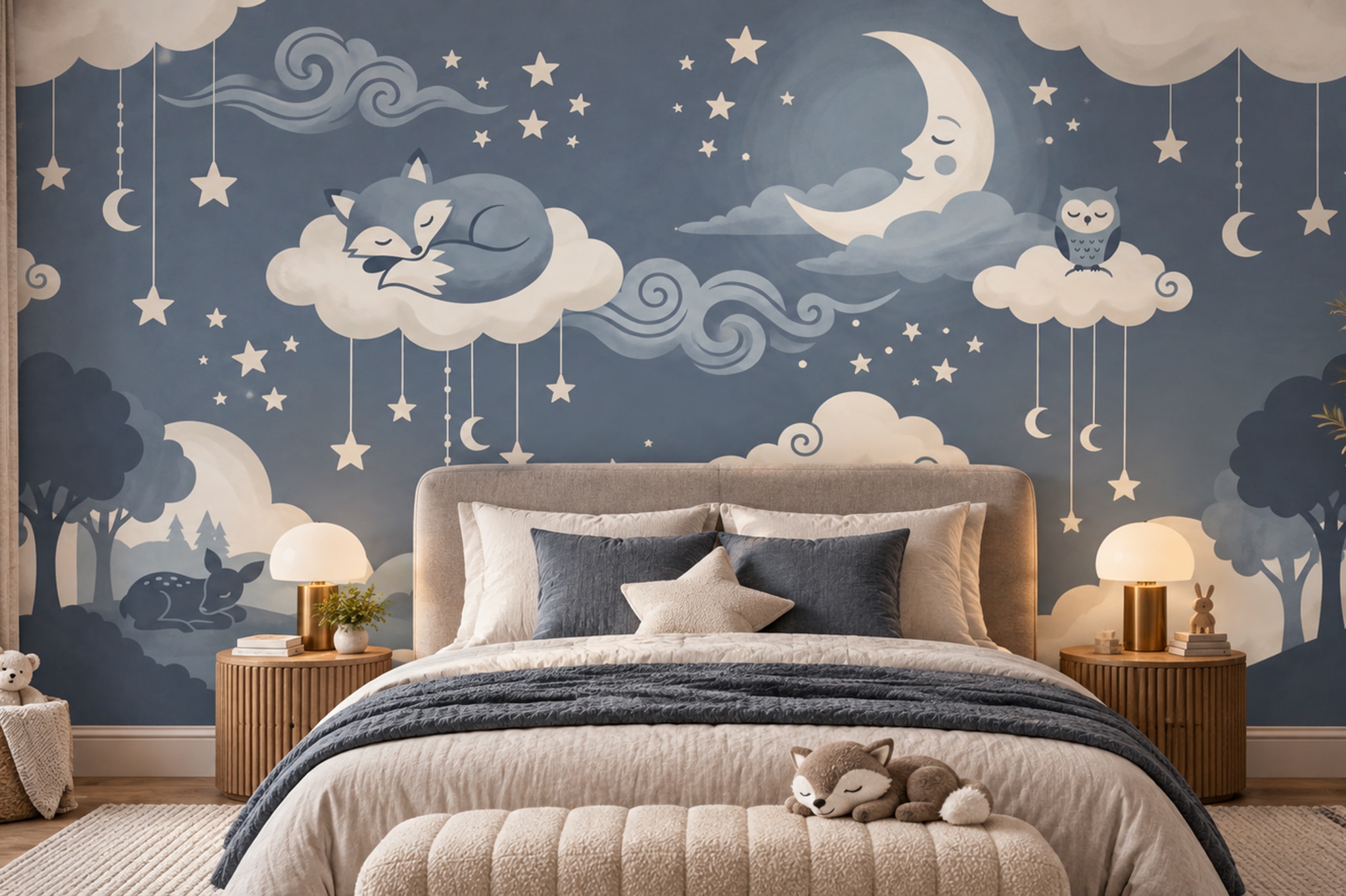 Grey Pattern Decorative Wallpaper Mural Layered Leaves Wallpaper Mural Bedroom-wallpaper-murals, Peel-and-stick Finish