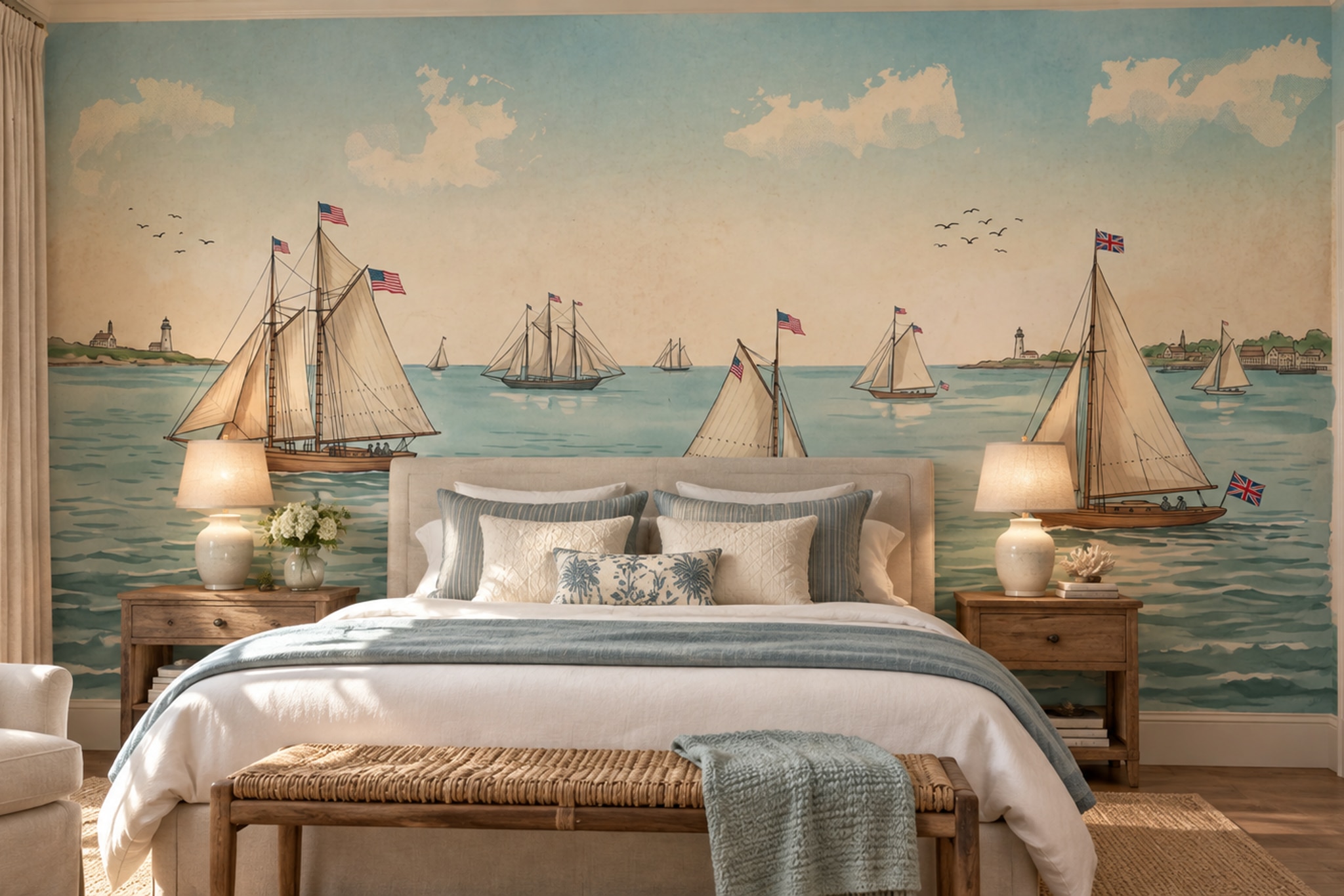 Teal Pattern Decorative Wallpaper Mural Layered Composition Wallpaper Bedroom-wallpaper-murals, Peel-and-stick Finish