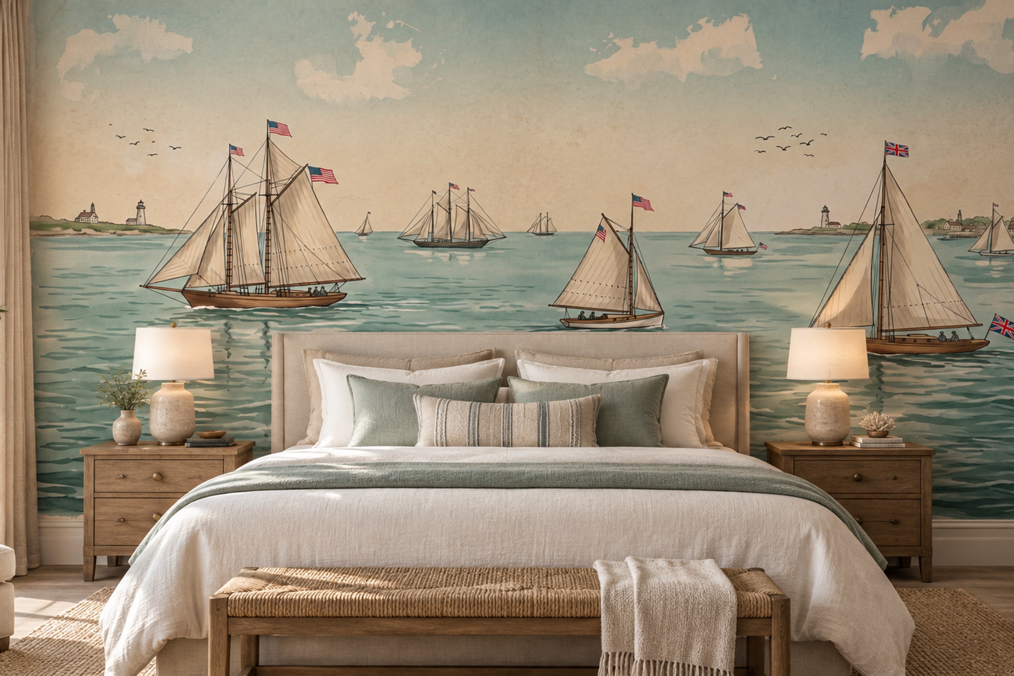 Teal Pattern Decorative Wallpaper Mural Layered Composition Wallpaper Bedroom-wallpaper-murals, Peel-and-stick Finish