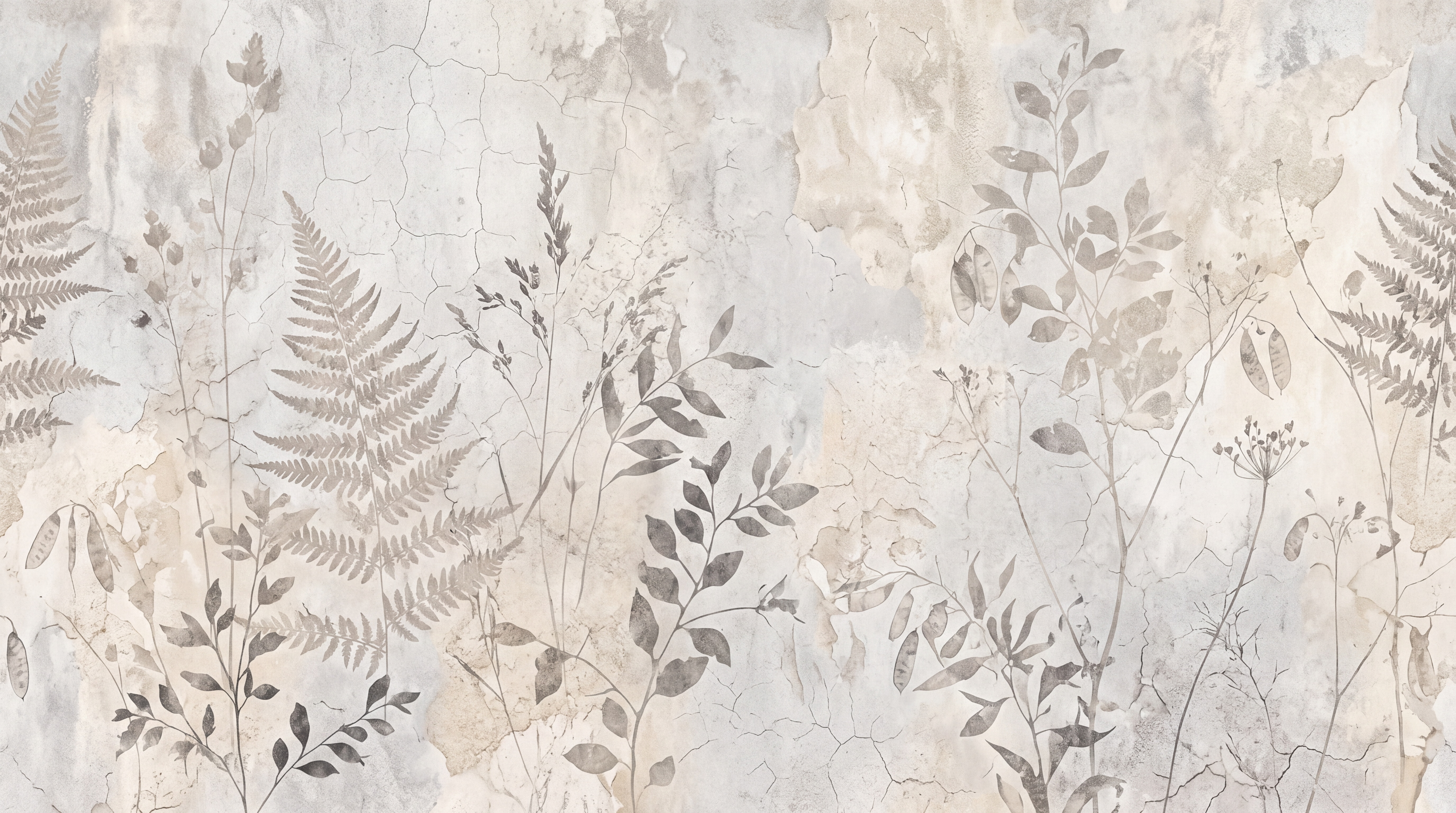 Beige Botanical Botanical Decorative Wallpaper Mural, Peel-and-stick Finish
