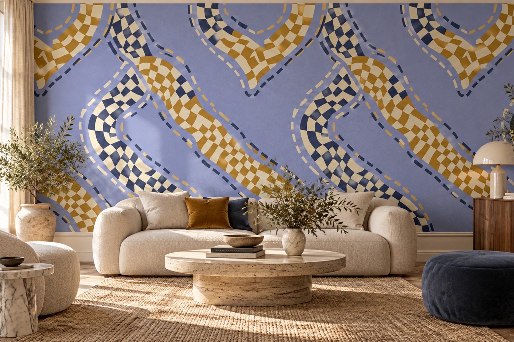 Lilac Pattern Decorative Organic Wallpaper Mural Accent-wall-wallpaper-murals, Peel-and-stick Finish