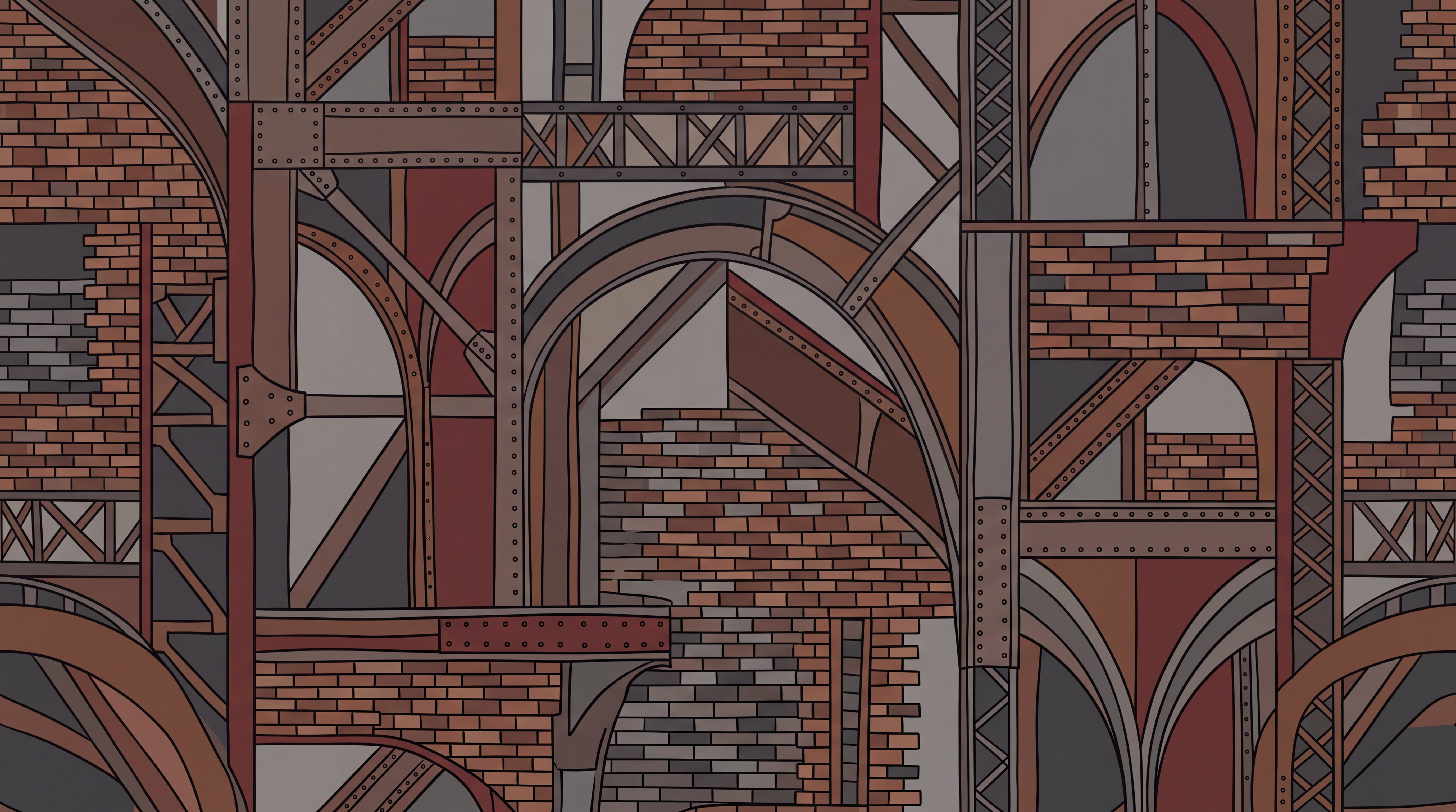 Brown Arched Abstract Wallpaper Mural Accent-wall-wallpaper-murals, Peel-and-stick Finish