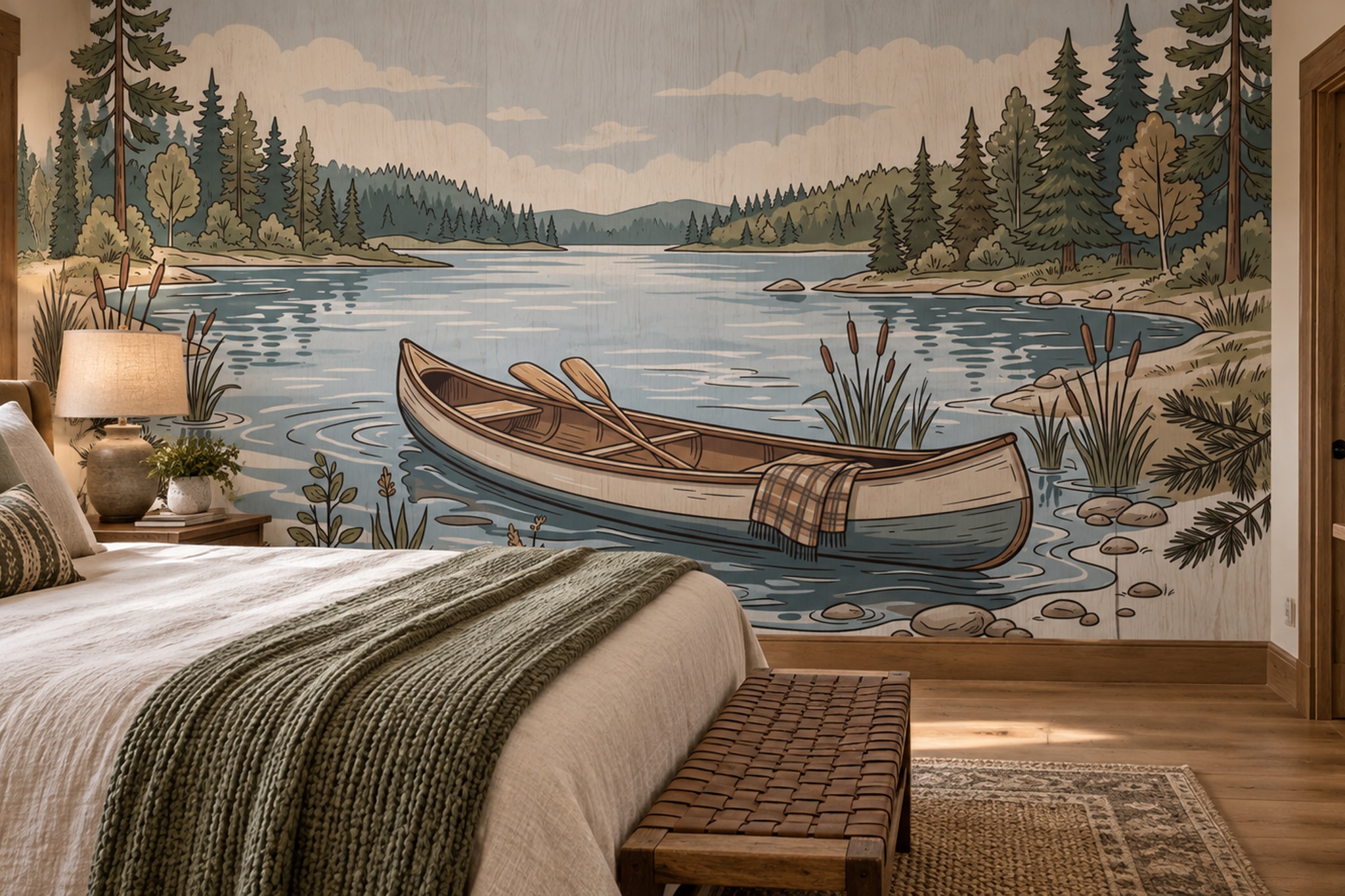 Blue Pattern Decorative Wallpaper Painterly Organic Wallpaper Mural Bedroom-wallpaper-murals, Peel-and-stick Finish