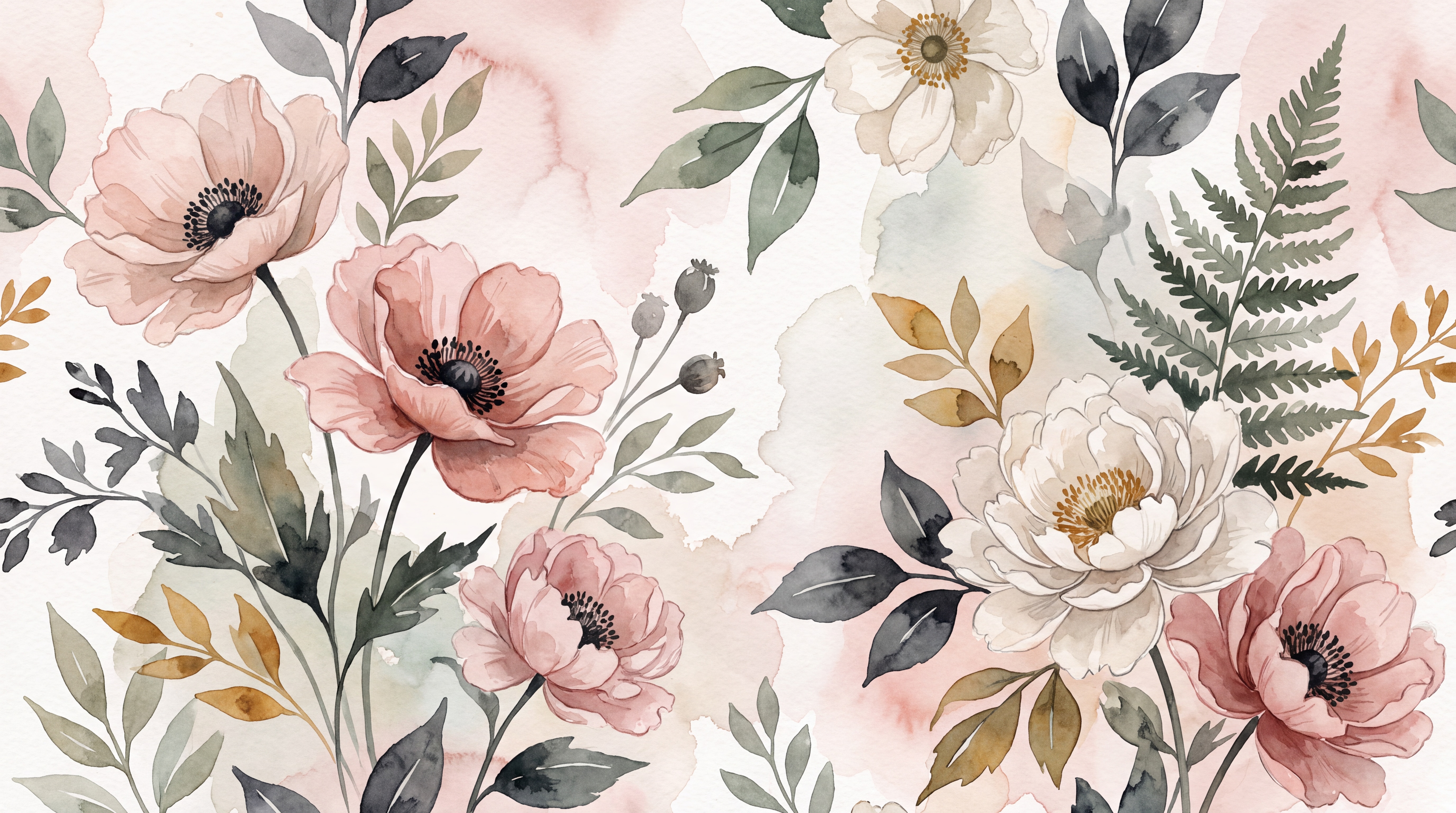 Pink Floral Botanical Wallpaper Mural Layered Surface Wallpaper Mural, Peel-and-stick Finish