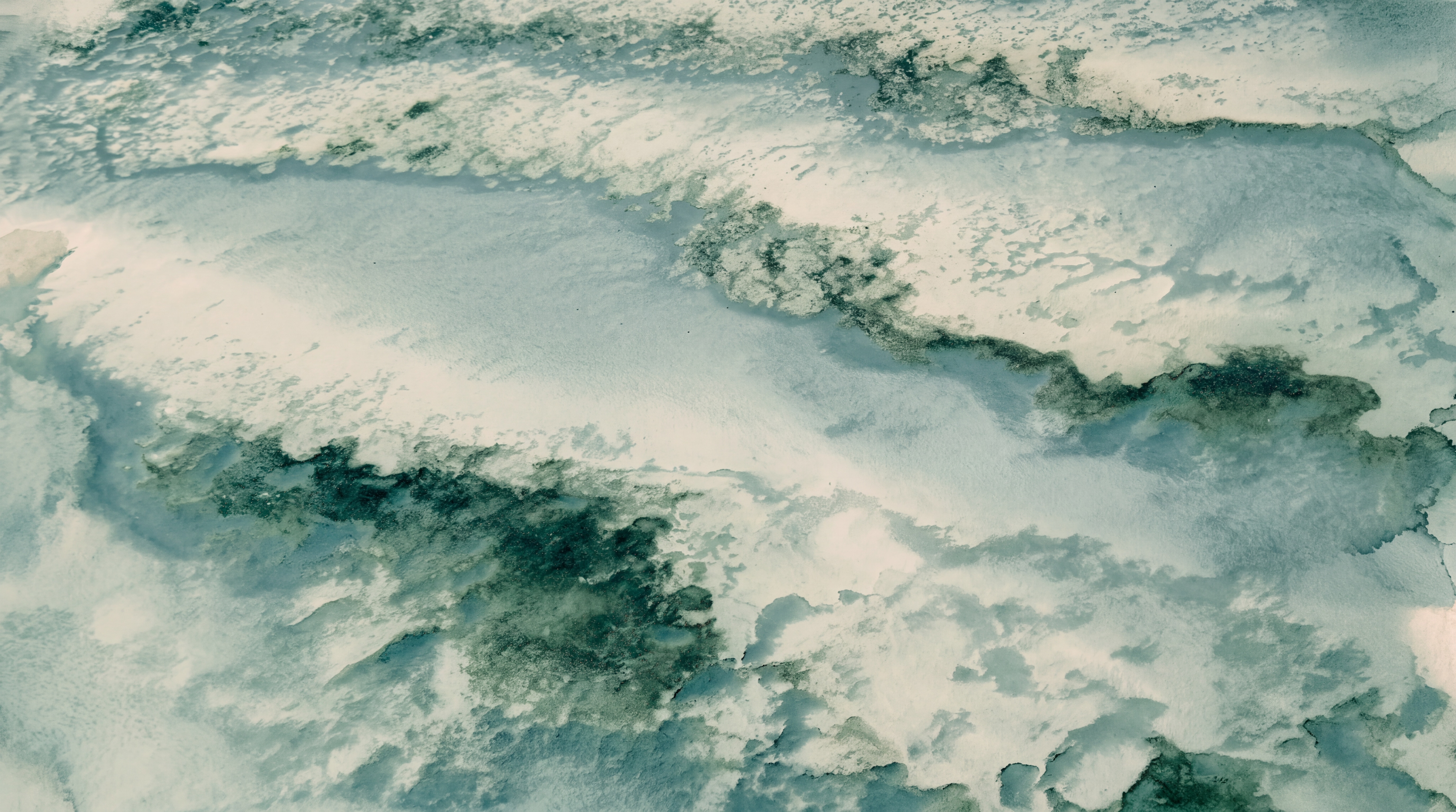 Teal Waves Artful Painterly Wallpaper Mural, Peel-and-stick Finish