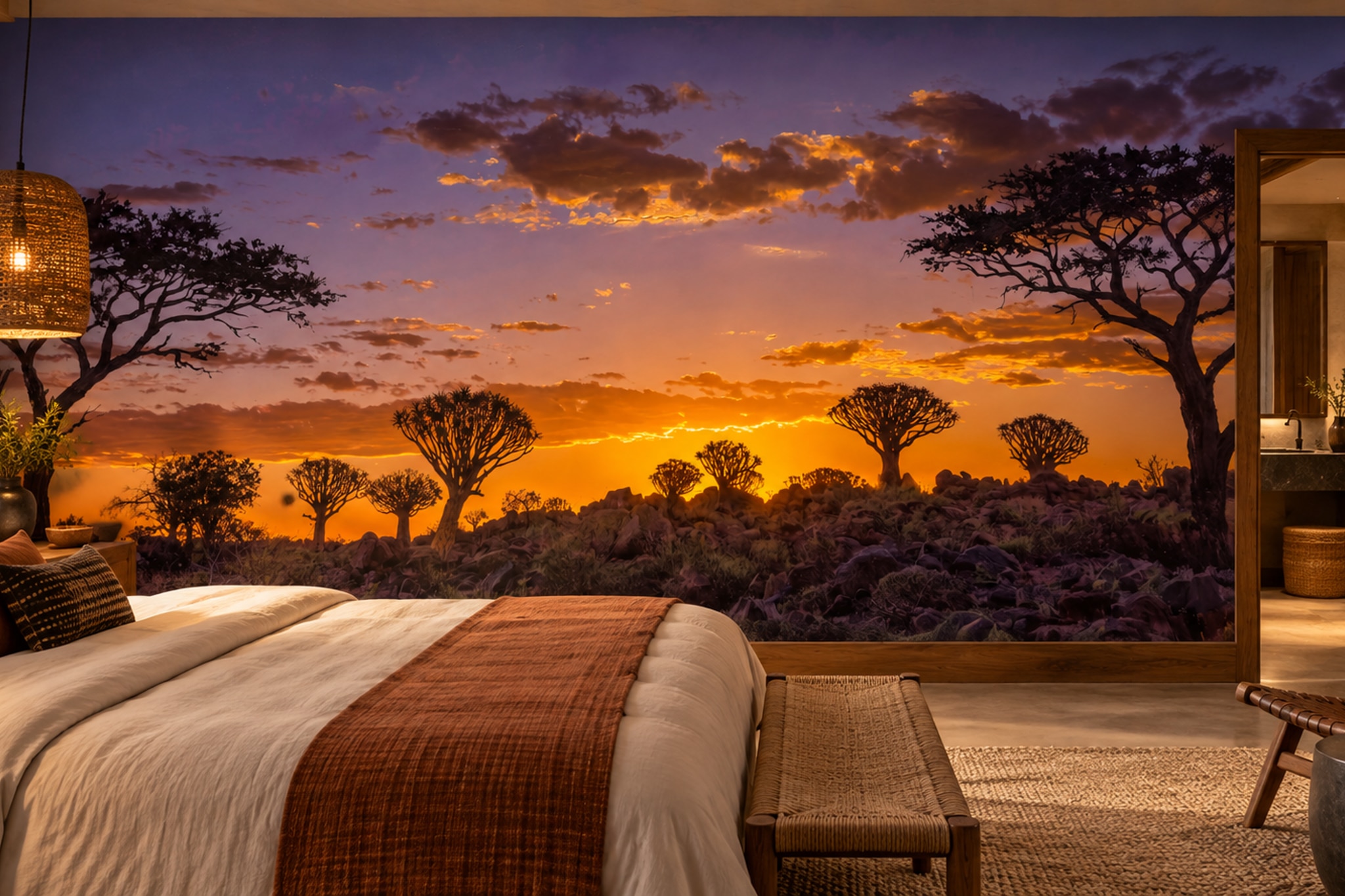 Orange Pattern Decorative Organic Wallpaper Mural Bedroom-wallpaper-murals, Peel-and-stick Finish