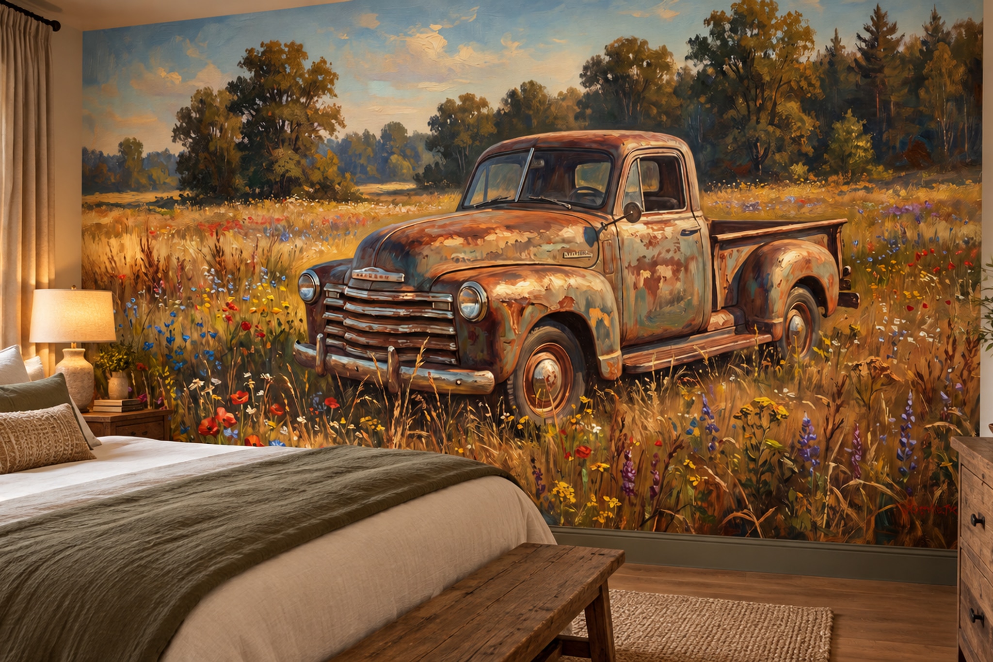 Rust Pattern Decorative Organic Wallpaper Mural Bedroom-wallpaper-murals, Peel-and-stick Finish