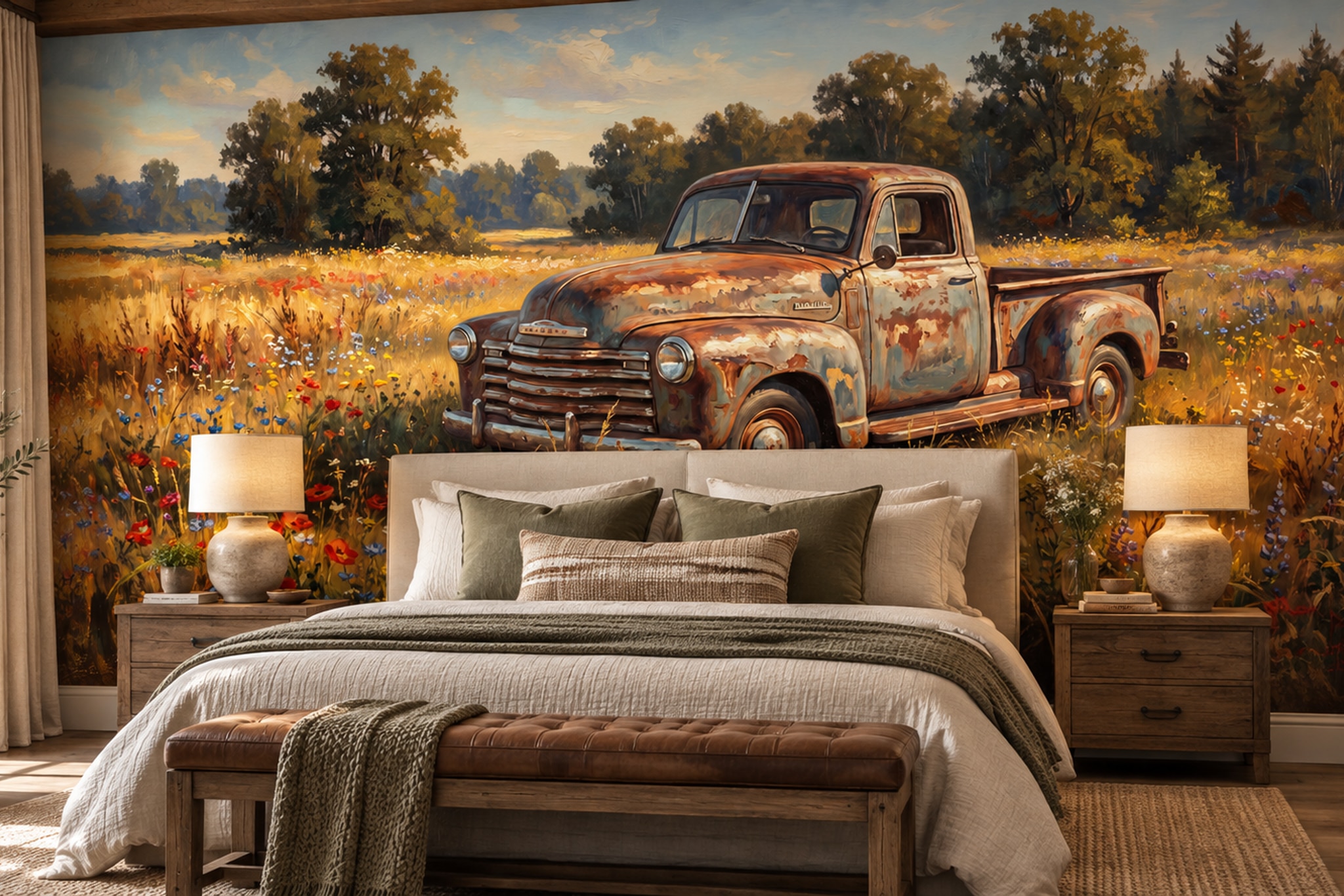 Rust Pattern Decorative Organic Wallpaper Mural Bedroom-wallpaper-murals, Peel-and-stick Finish