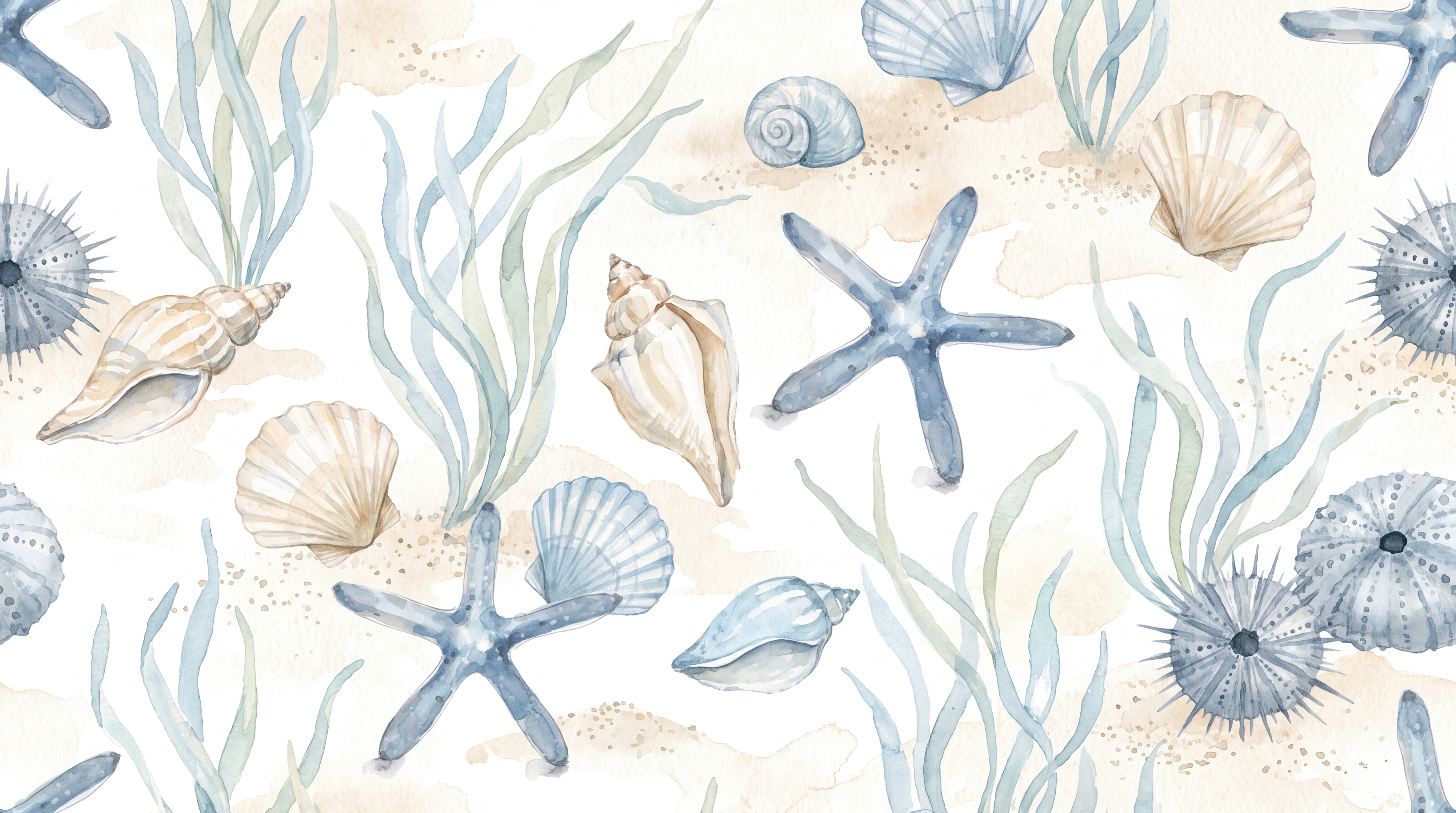 Blue Pattern Decorative Wallpaper Painterly Atmospheric Wallpaper Mural, Peel-and-stick Finish