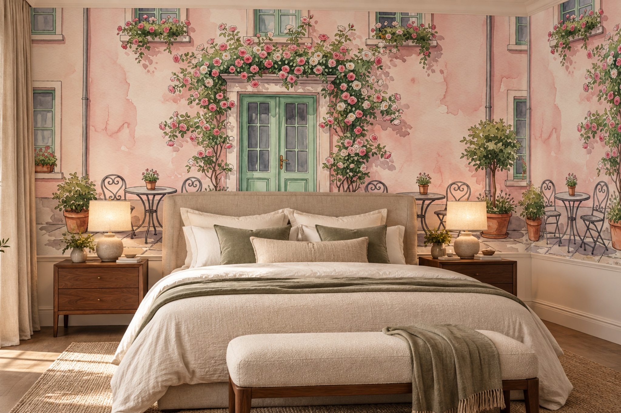 Pink Pattern Decorative Wallpaper Mural Layered Measured Wallpaper Mural Bedroom-wallpaper-murals, Peel-and-stick Finish