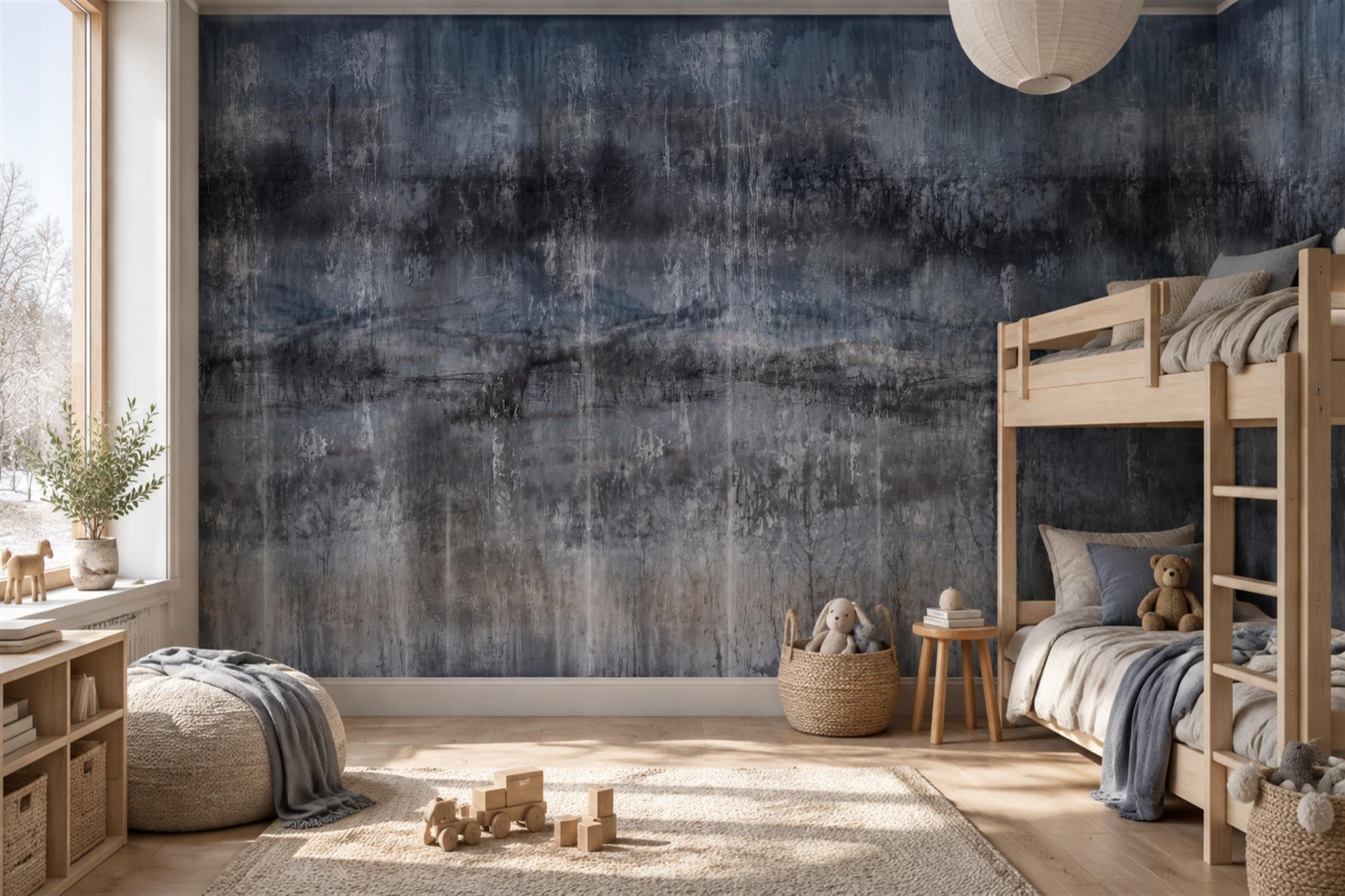 Grey Textured Artful Wallpaper Mural Home-office-wallpaper-murals, Peel-and-stick Finish