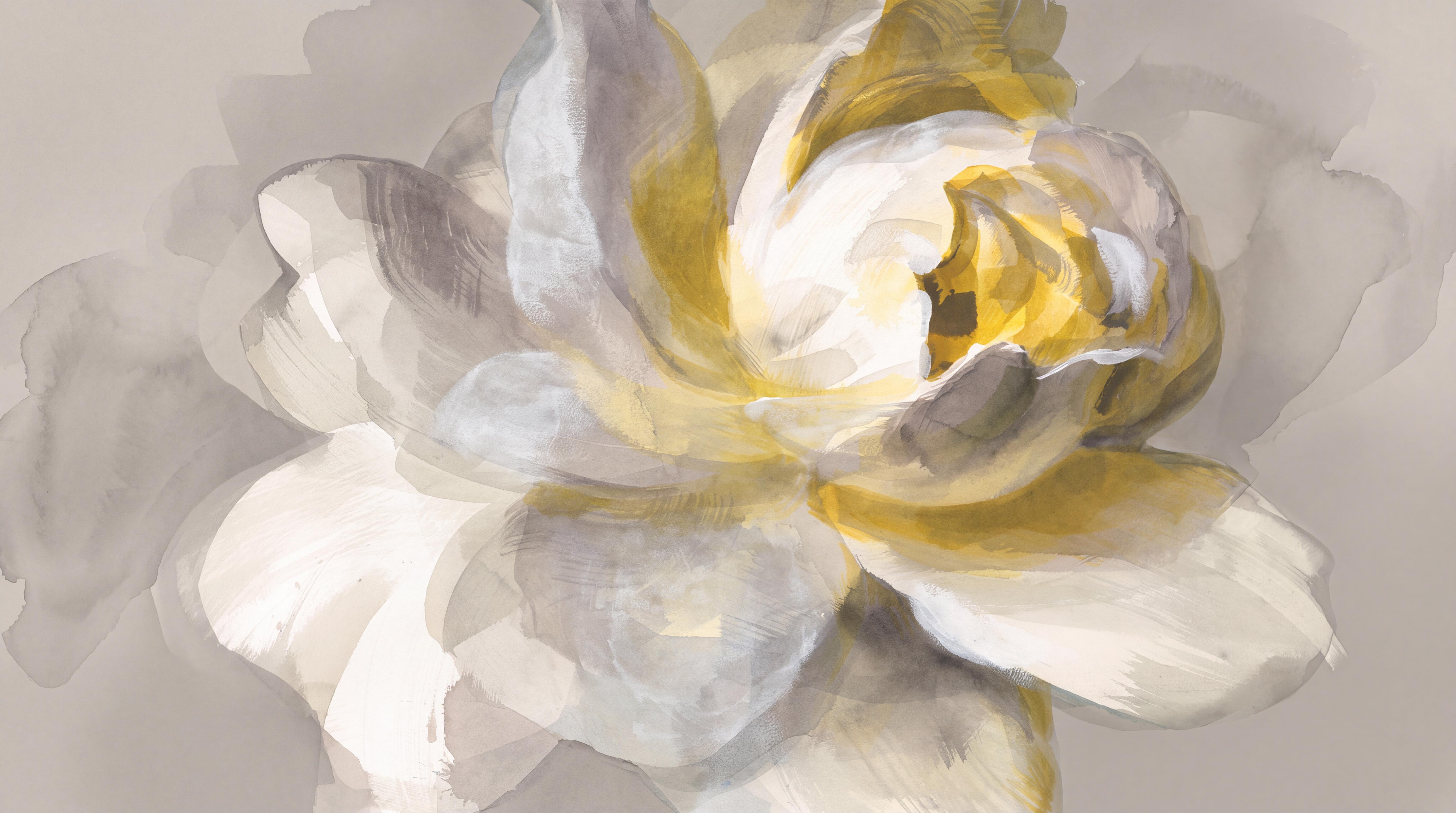 Gold Floral Botanical Wallpaper Mural, Peel-and-stick Finish