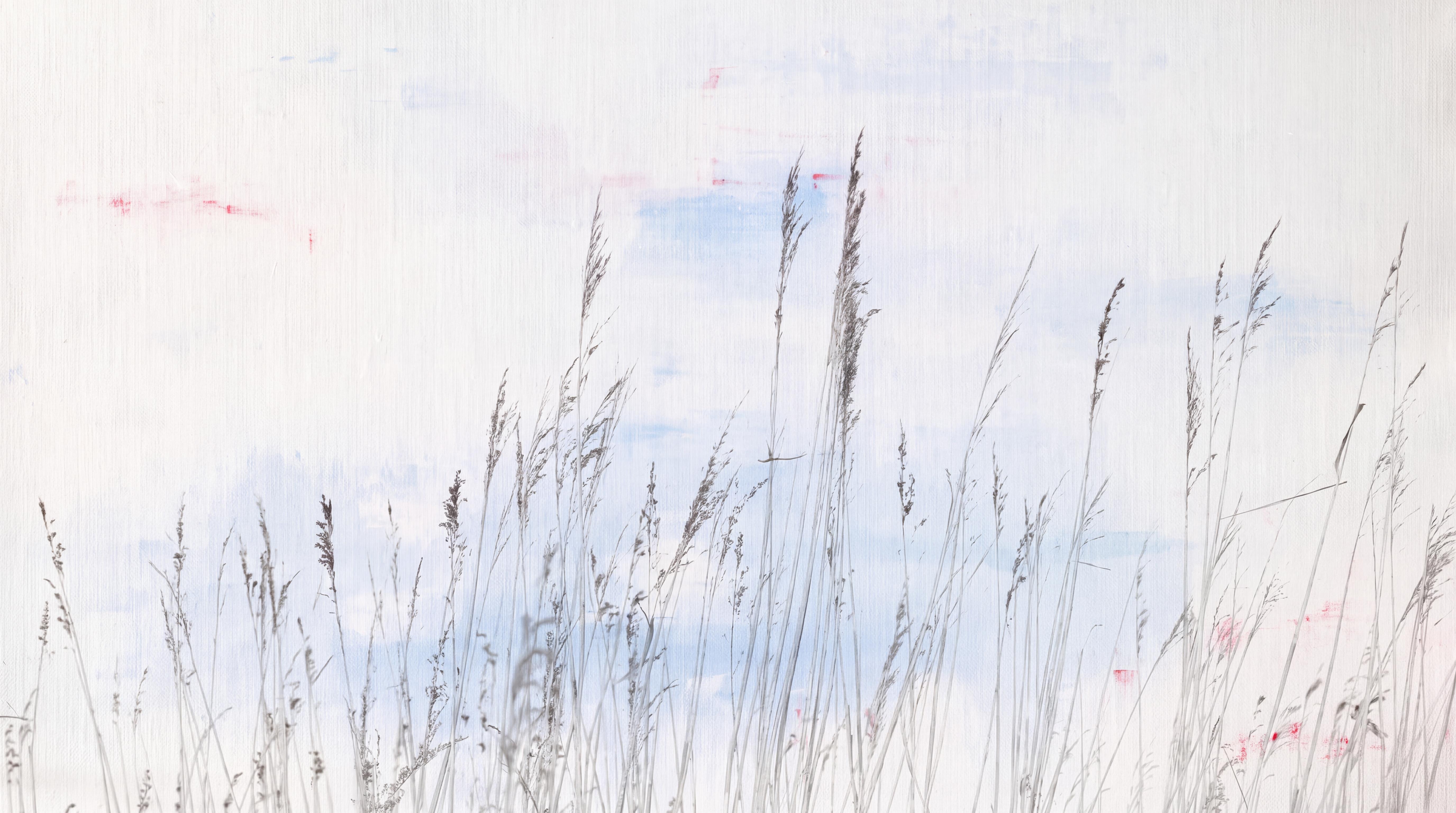 Grey Grasses Artful Abstract Wallpaper Mural, Peel-and-stick Finish