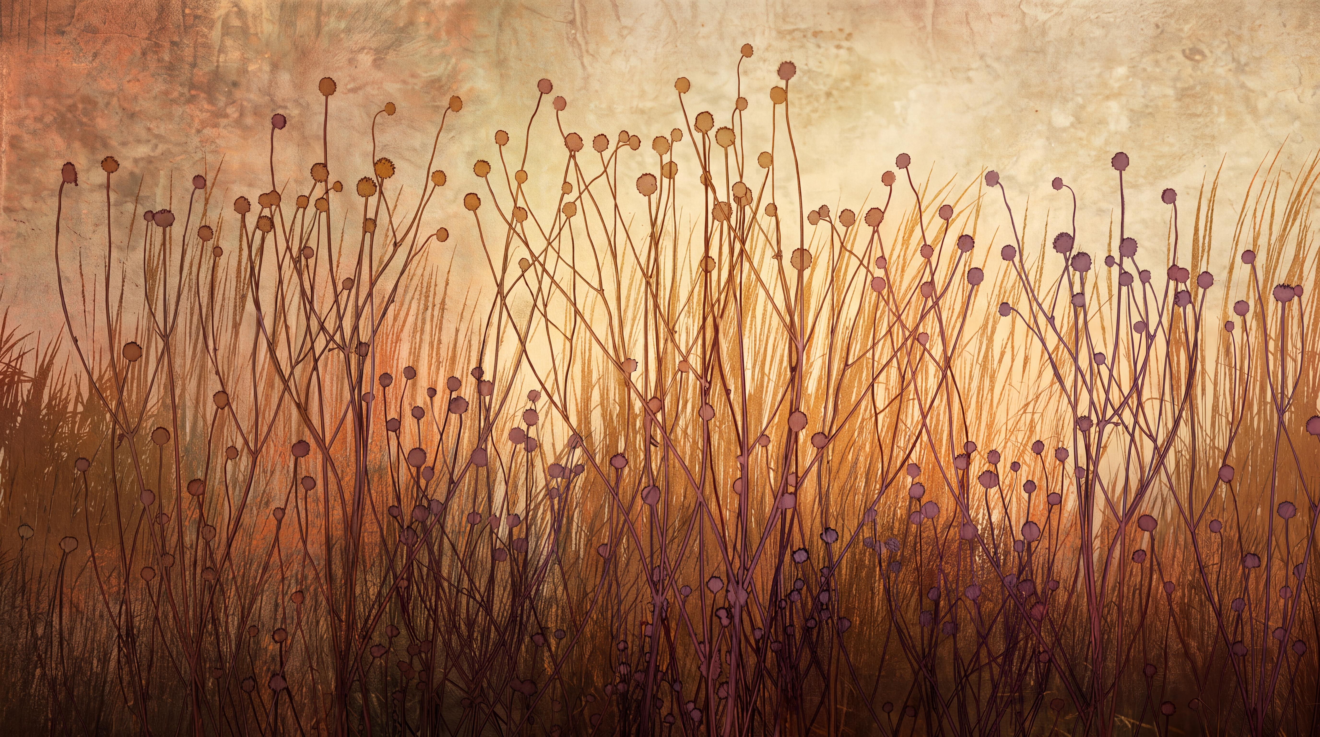 Orange Botanical Botanical Wallpaper Mural, Peel-and-stick Finish