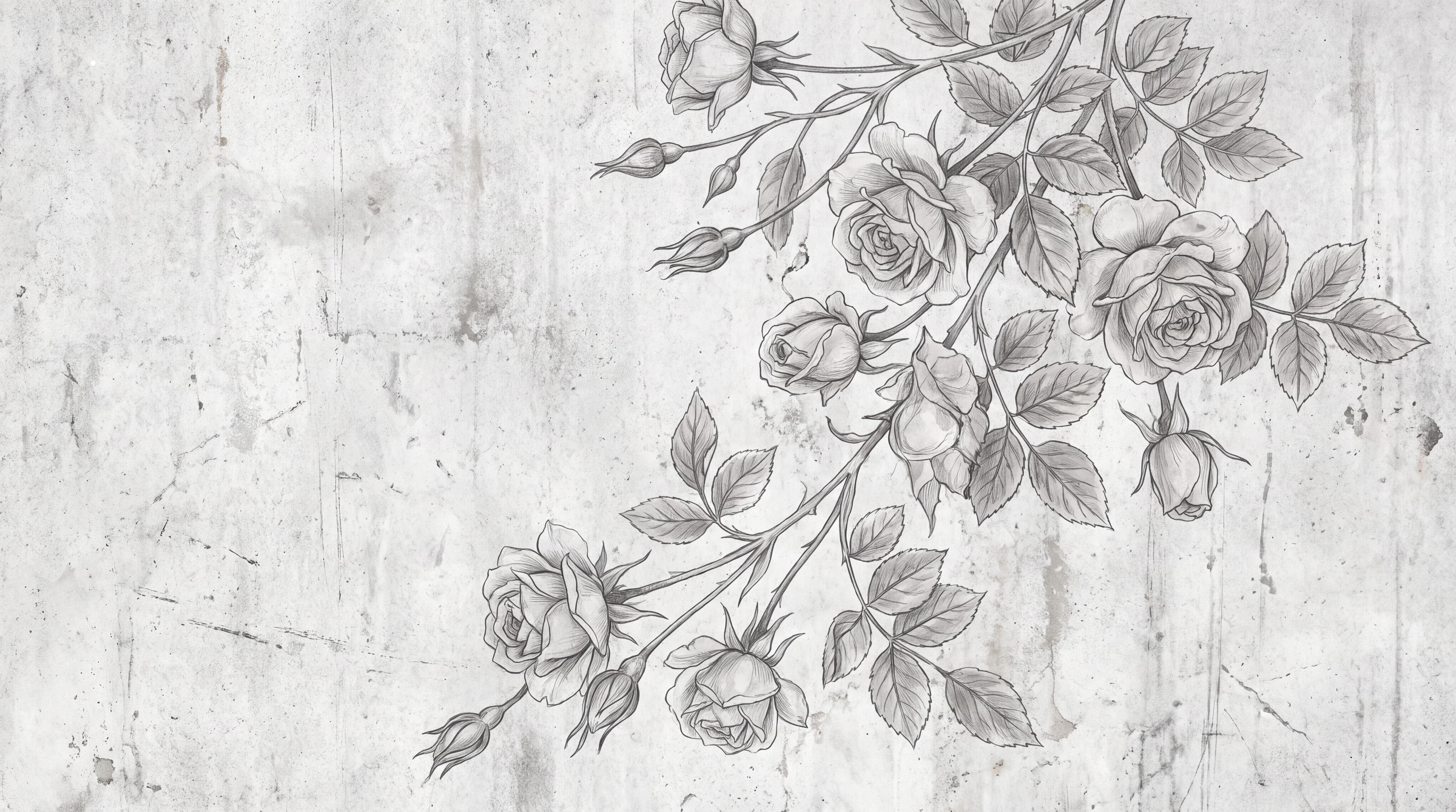 Grey Vintage Artful Wallpaper Mural, Peel-and-stick Finish