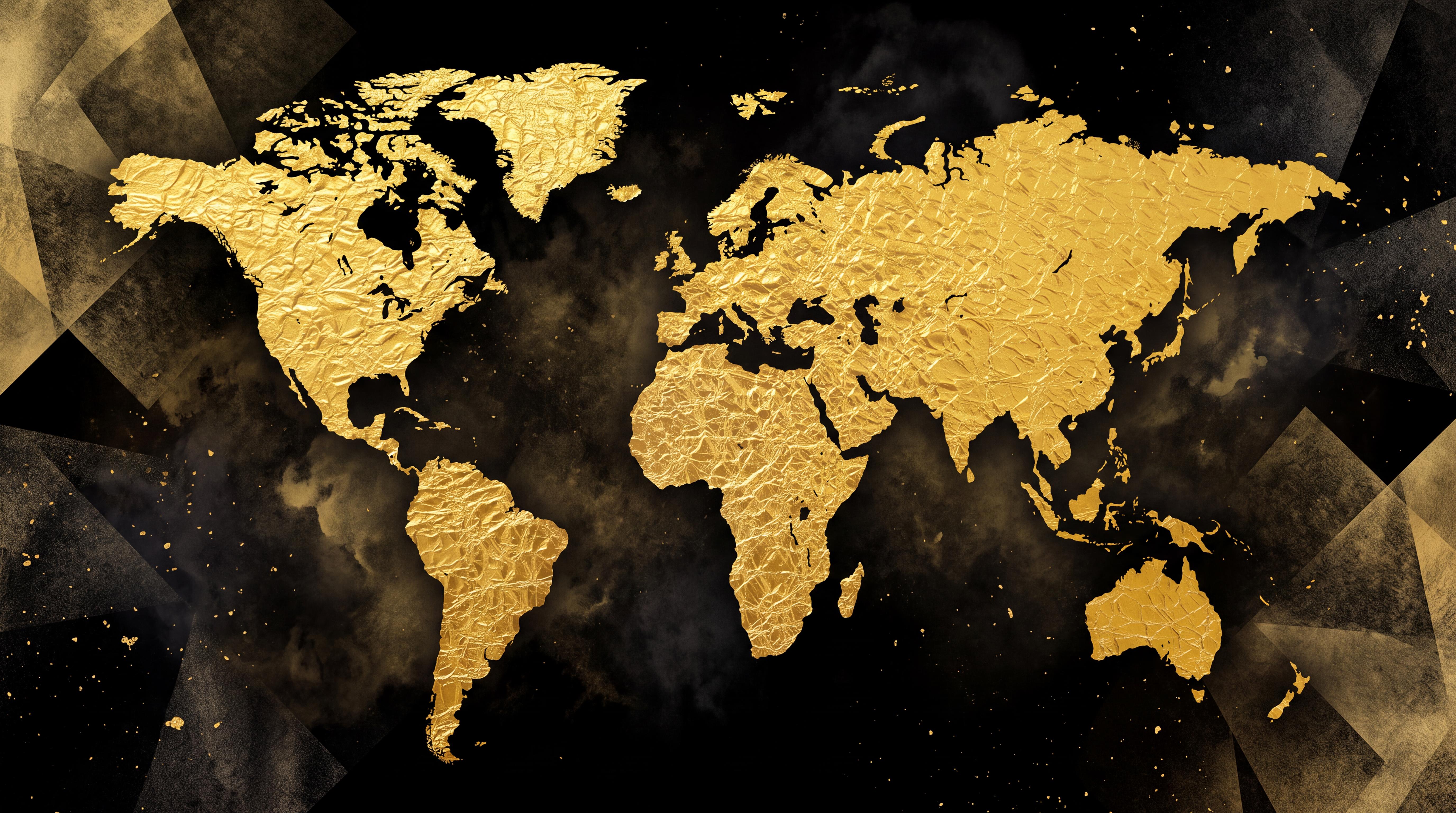 Gold Map Artful Wallpaper Mural, Peel-and-stick Finish