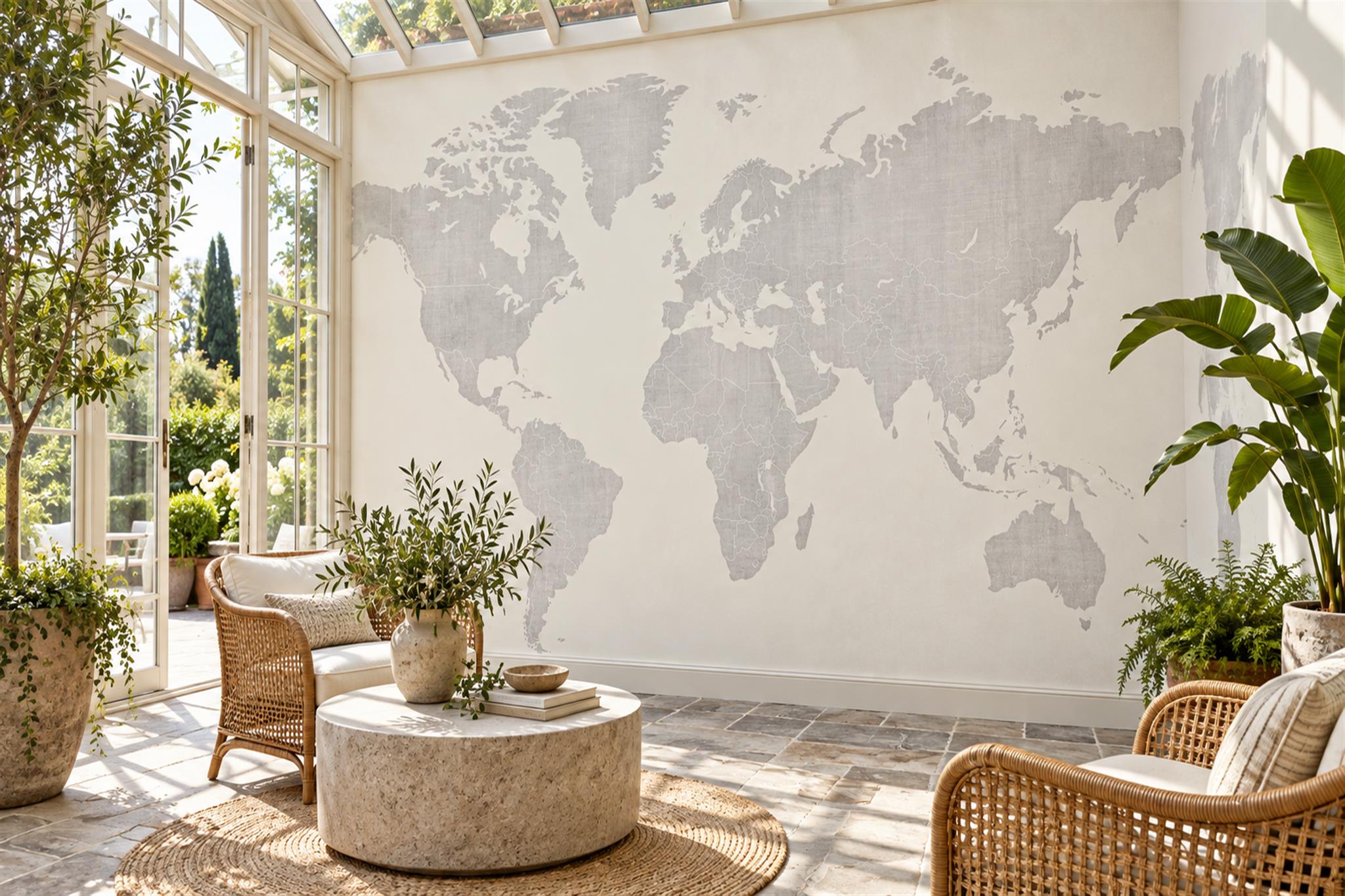 Grey Map Artful Abstract Wallpaper Mural, Peel-and-stick Finish