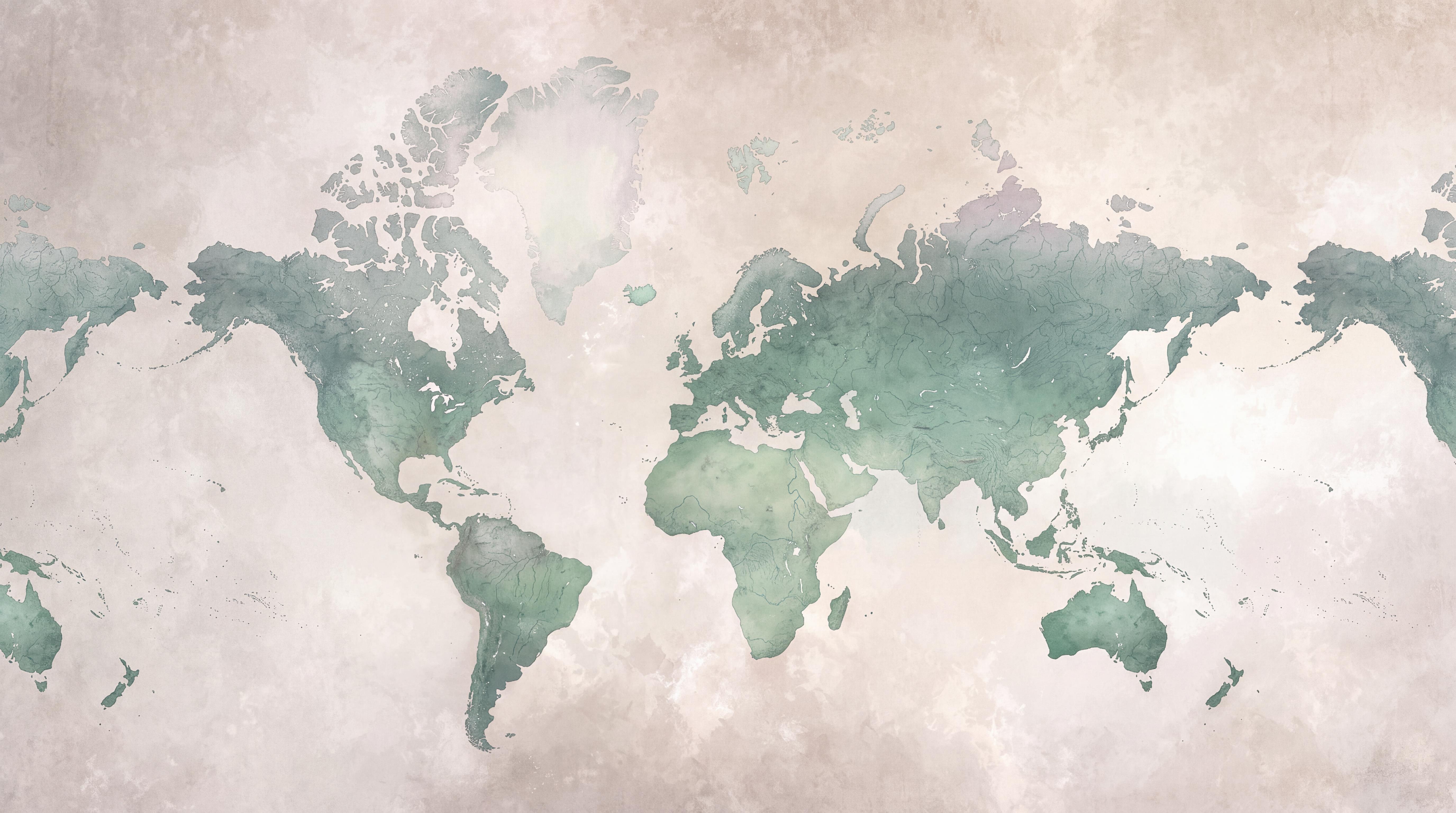 Sage Map Artful Wallpaper Mural Home-office-wallpaper-murals, Peel-and-stick Finish