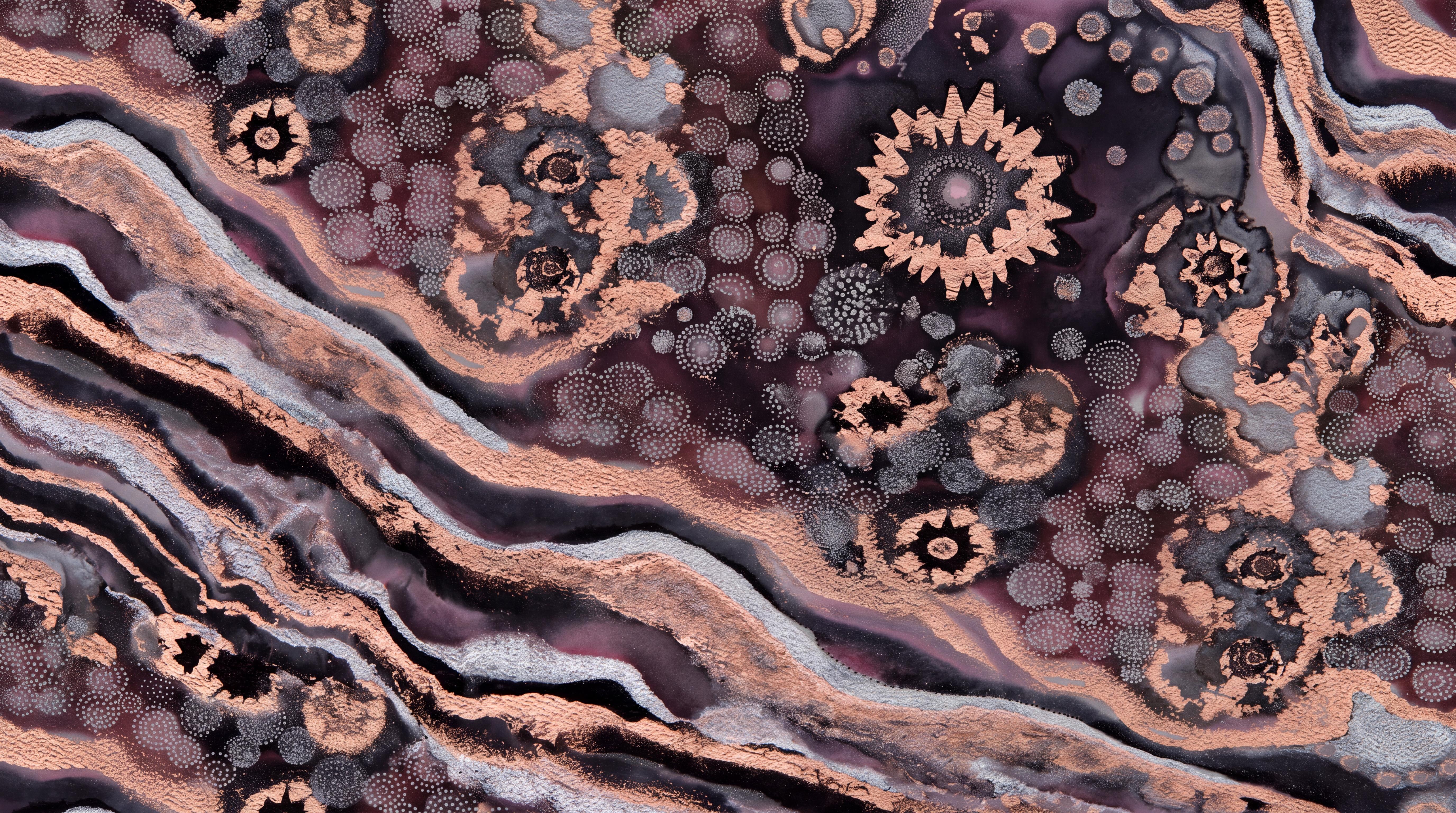 Pink Fluid Artful Wallpaper Mural, Peel-and-stick Finish